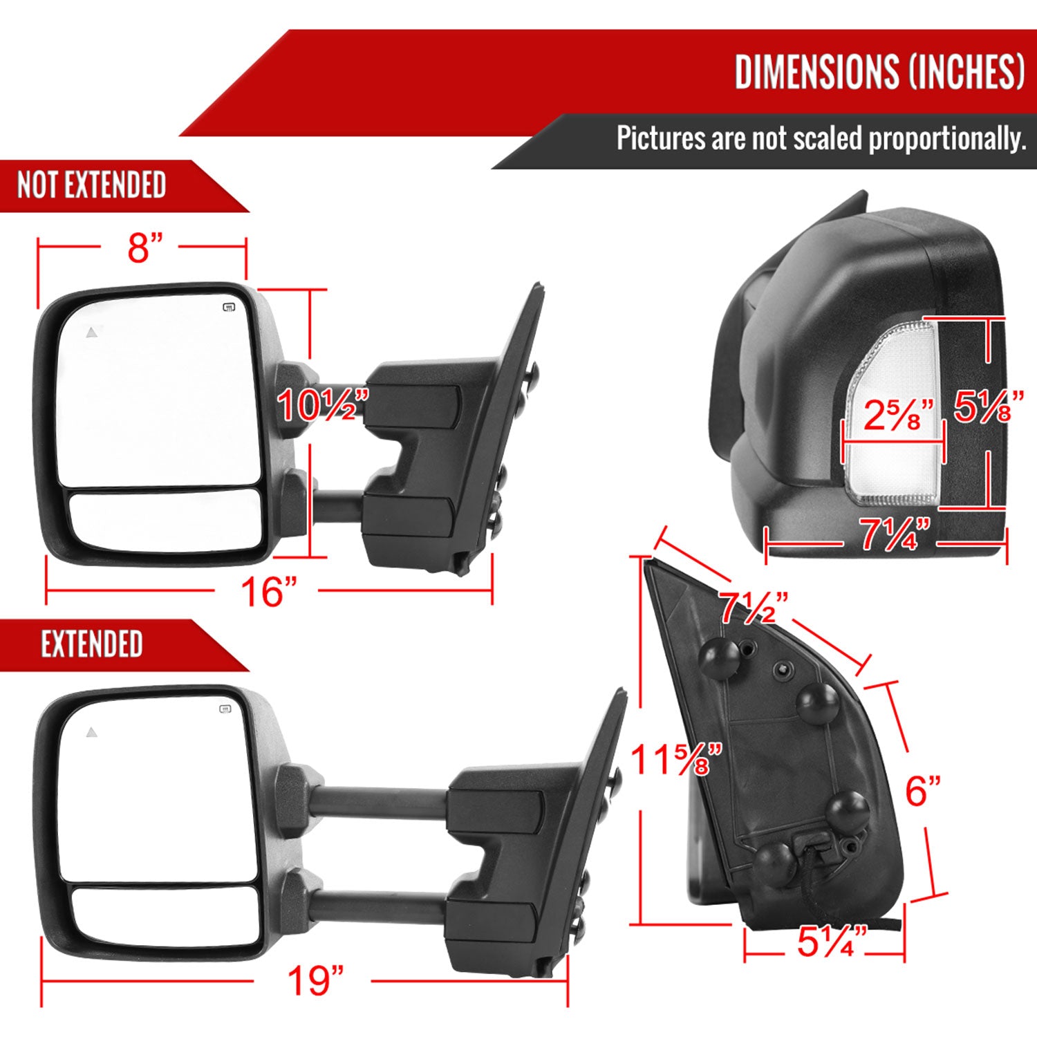 2016-2022 Nissan Titan BSM Memory Fuction & Manually Black Towing Mirrors
