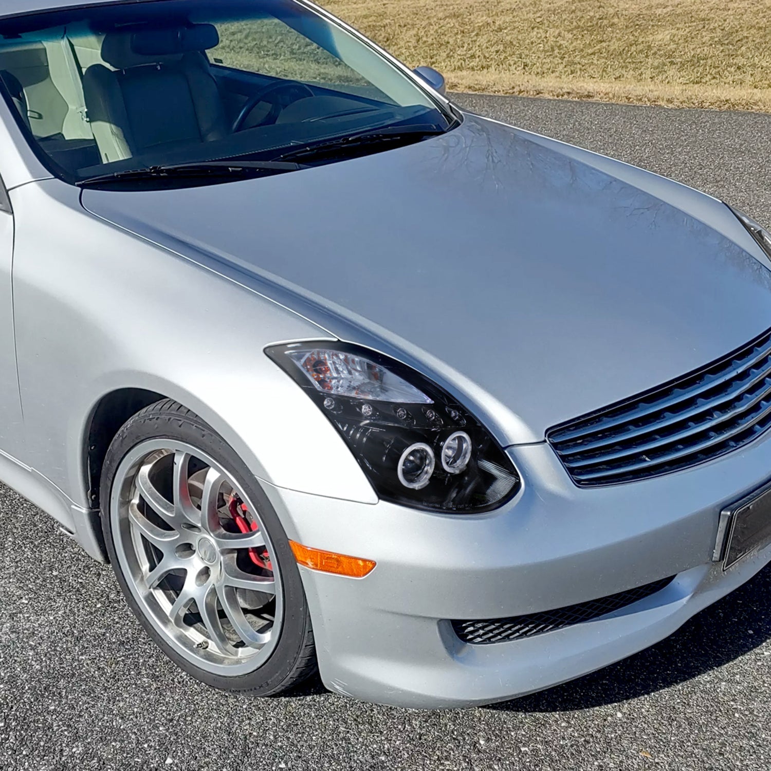 2003-2007 Infiniti G35 Coupe Dual Halo Projector Headlights Glossy Black/Smoke