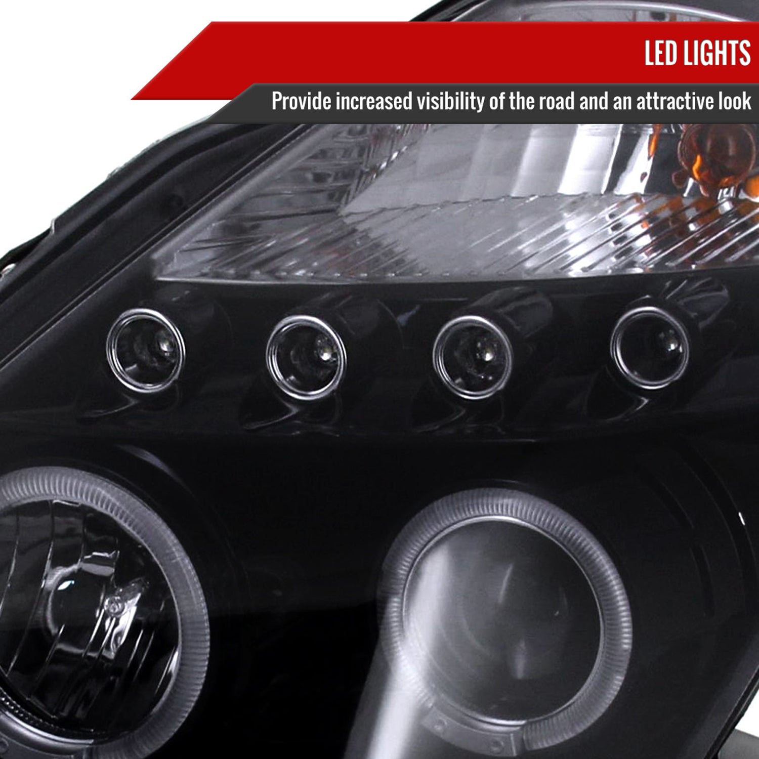 2003-2005 Nissan 350Z Dual Halo Projector Headlights Glossy Black/Smoke Lens