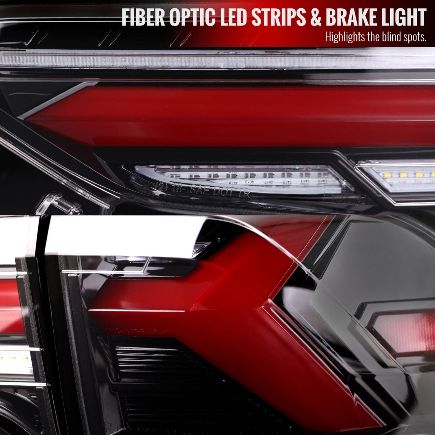2019-2024 Toyota RAV4 Red LED Bar Signal Tail Lights Jet Black/Clear