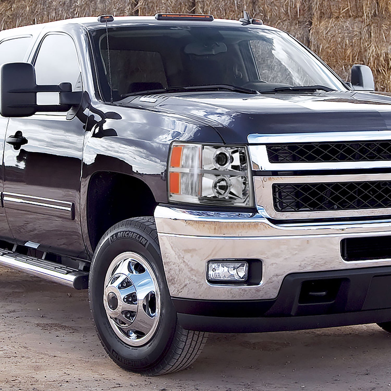 2007-2013 Chevy Silverado 1500 2500HD 3500HD Headlights LED Light Bar Chrome