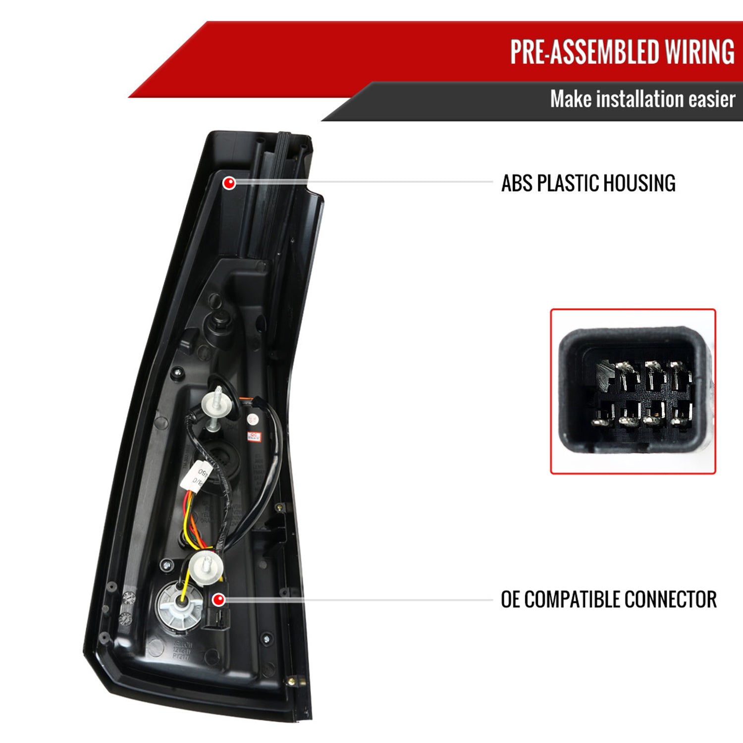 2003-2007 Cadillac CTS LED Tail Lights Chrome Housing/Red Smoke Lens