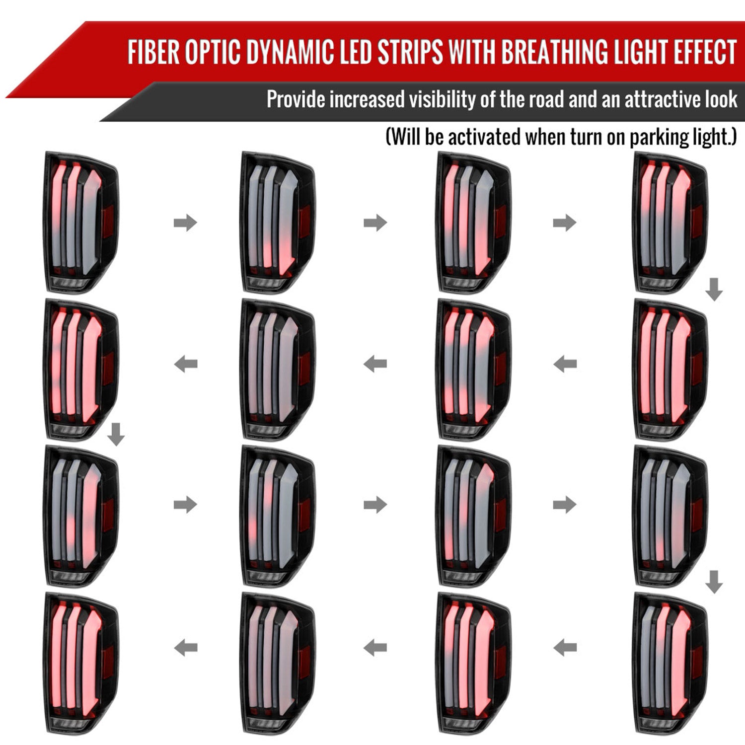 2014-2021 Toyota Tundra Facelift Full LED Tail Lights Turn Signal Matt Black