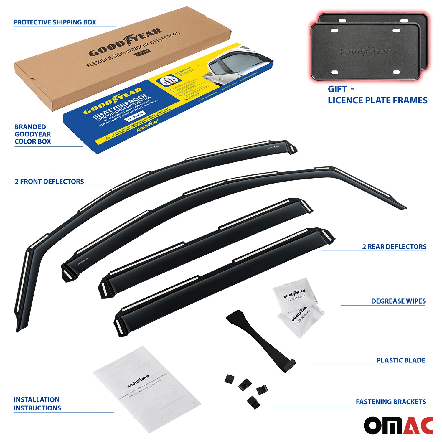 Goodyear Wind Deflectors for Kia Telluride 2020-2025 In-channel Premium Smoke 4x