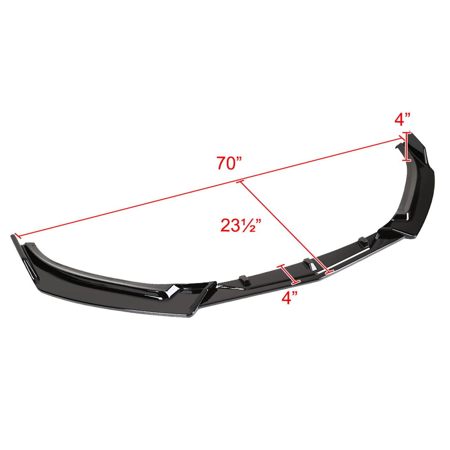 2014-2018 Mazda 3 Glossy Black Polypropylene 3Pcs Bumper Lip Spoiler