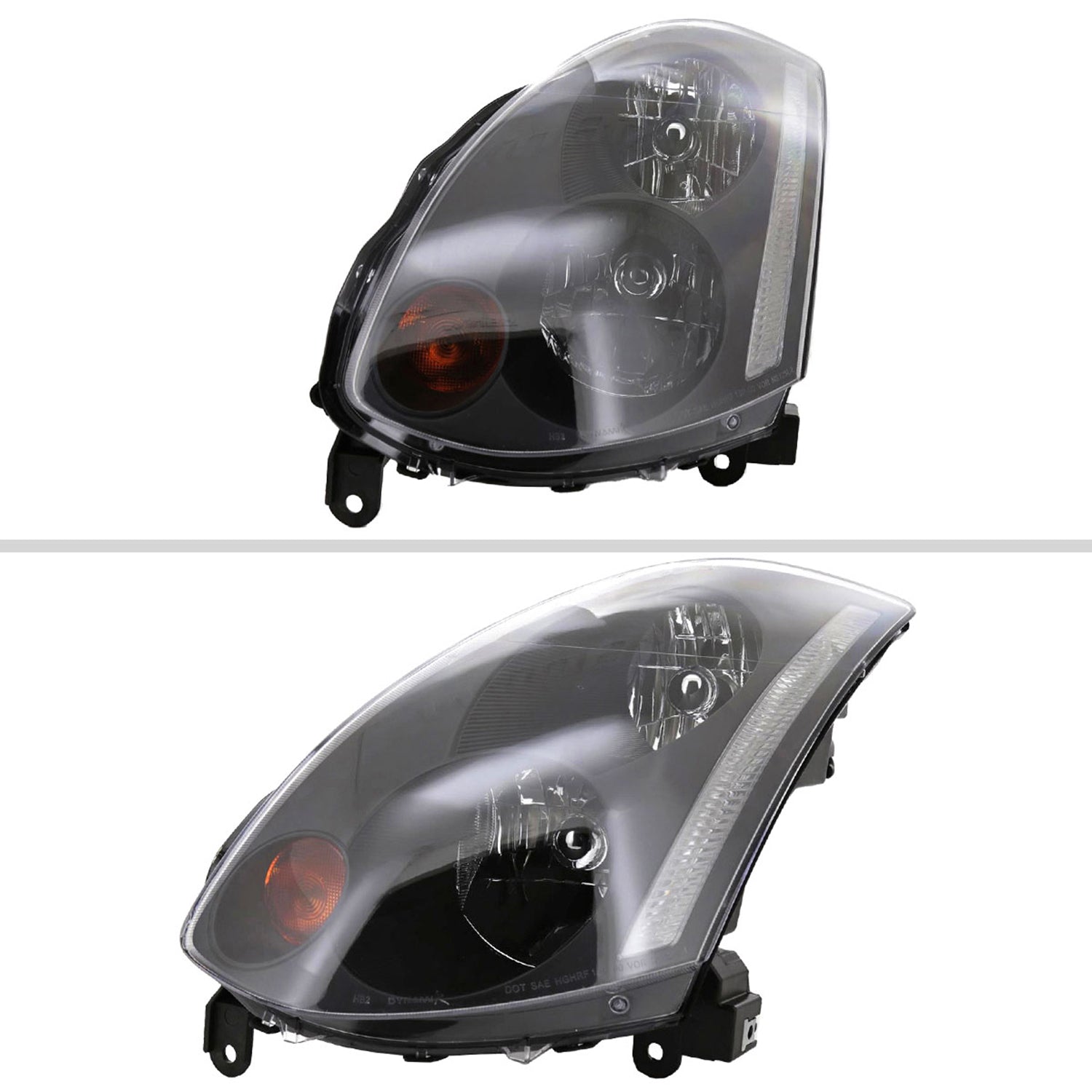 2003-2005 Infiniti G35 Coupe Factory Style Headlights Matte Black/Clear Lens