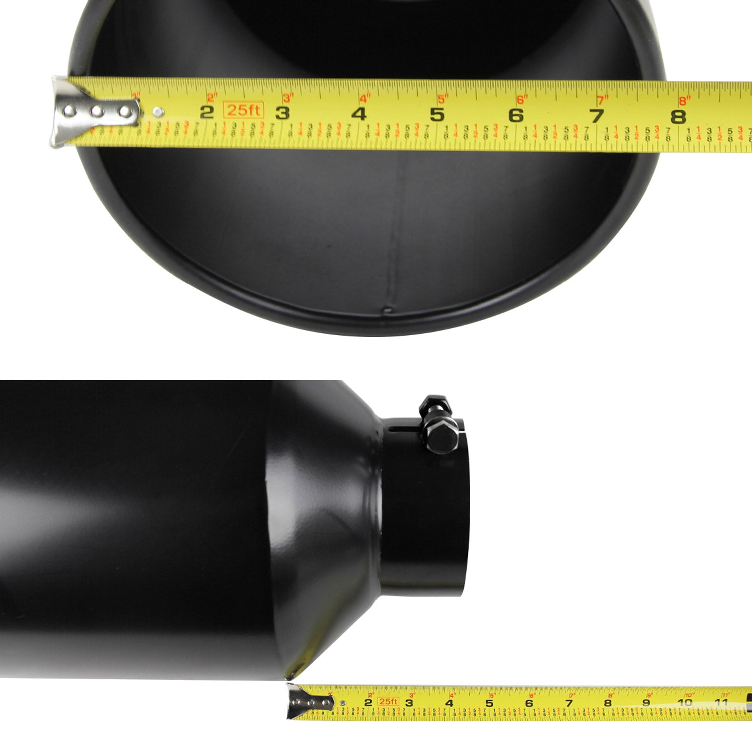 Universal 5" Inlet/8" Outlet Black Stainless Steel Bolt-On Angled Exhaust Tip