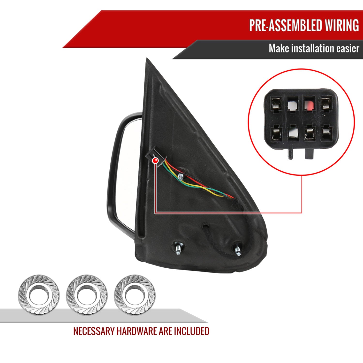 1999-2002 Chevy Silverado/Tahoe/ Sierra/Yukon Heated Black Side Mirror Driver