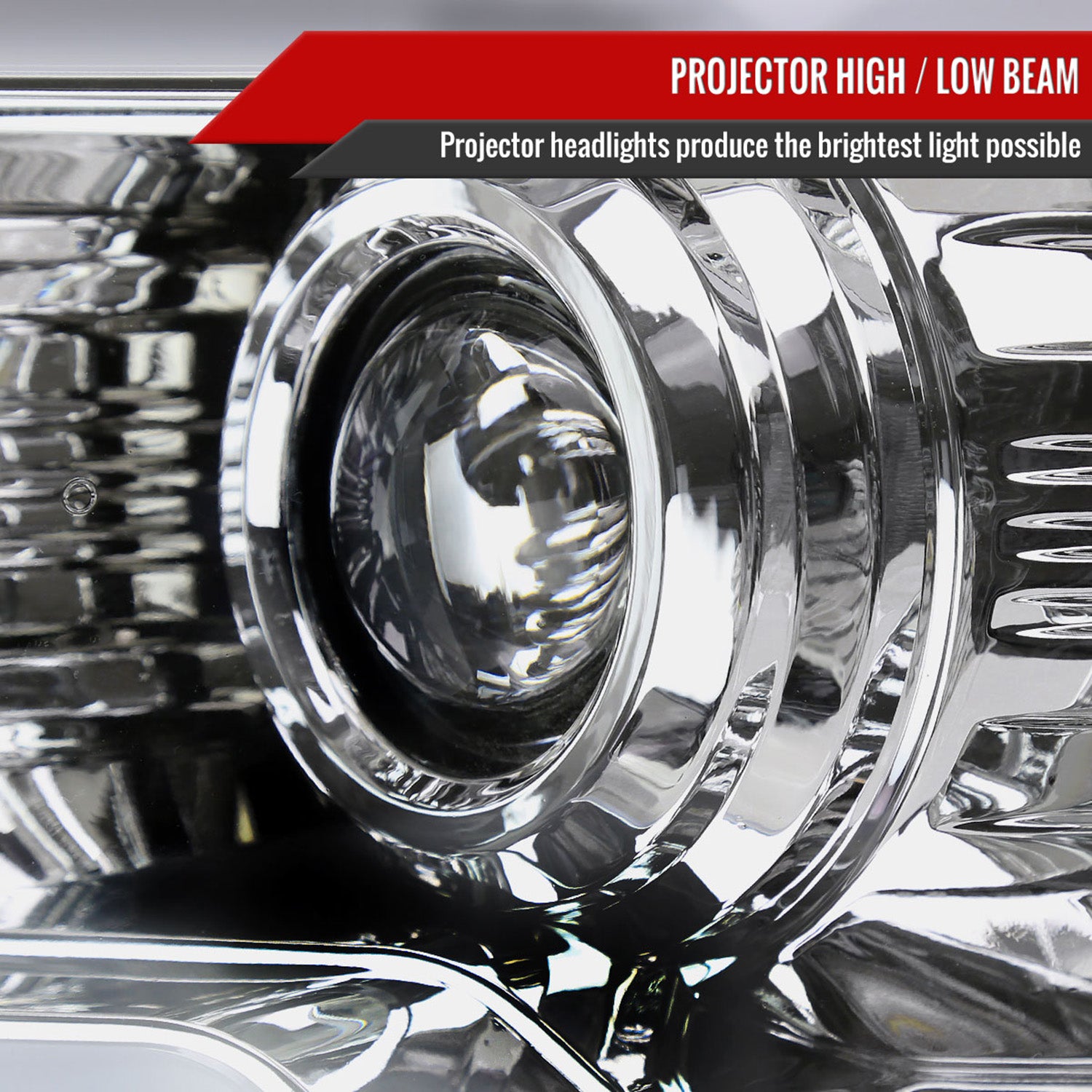 2009-2014 Ford F-150 LED Strip Projector Headlights Chrome/Clear Lens