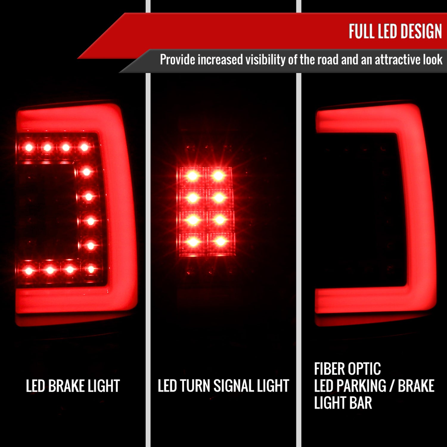 2000-2006 Chevy Suburban/Tahoe/Yukon/Yukon XL LED C Bar Tail Lights Black