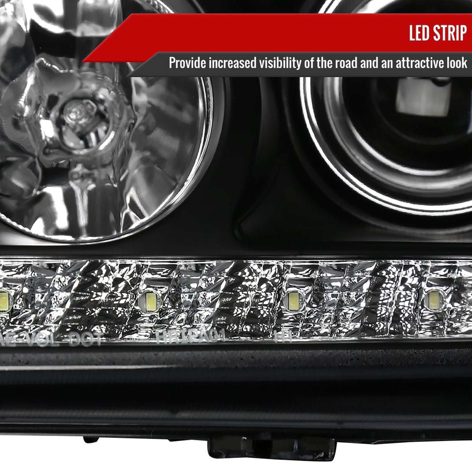 2002-2005 Mercedes Benz W163 ML Class Projector Headlights SMD LED Light Black