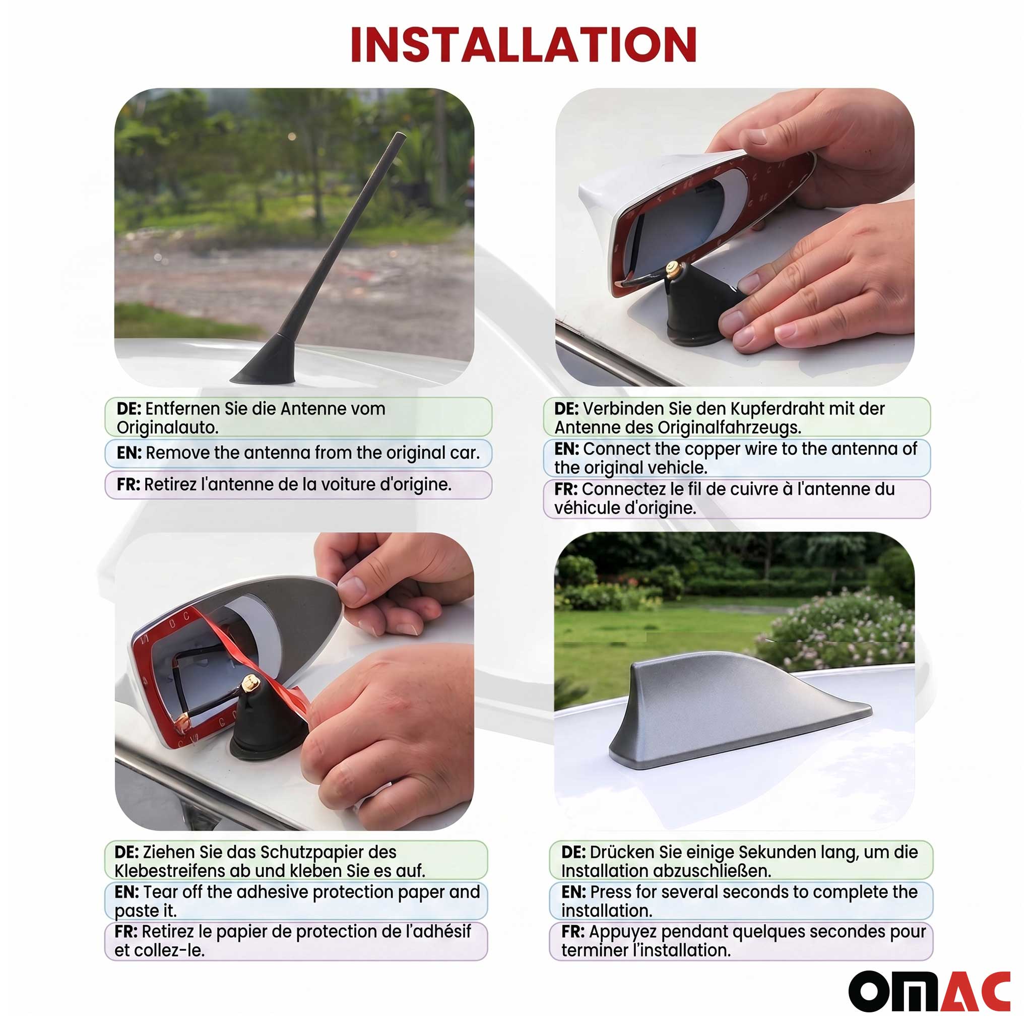 Honda Car Shark Fin Antenna Roof Radio AM/FM Signal Dark Grey