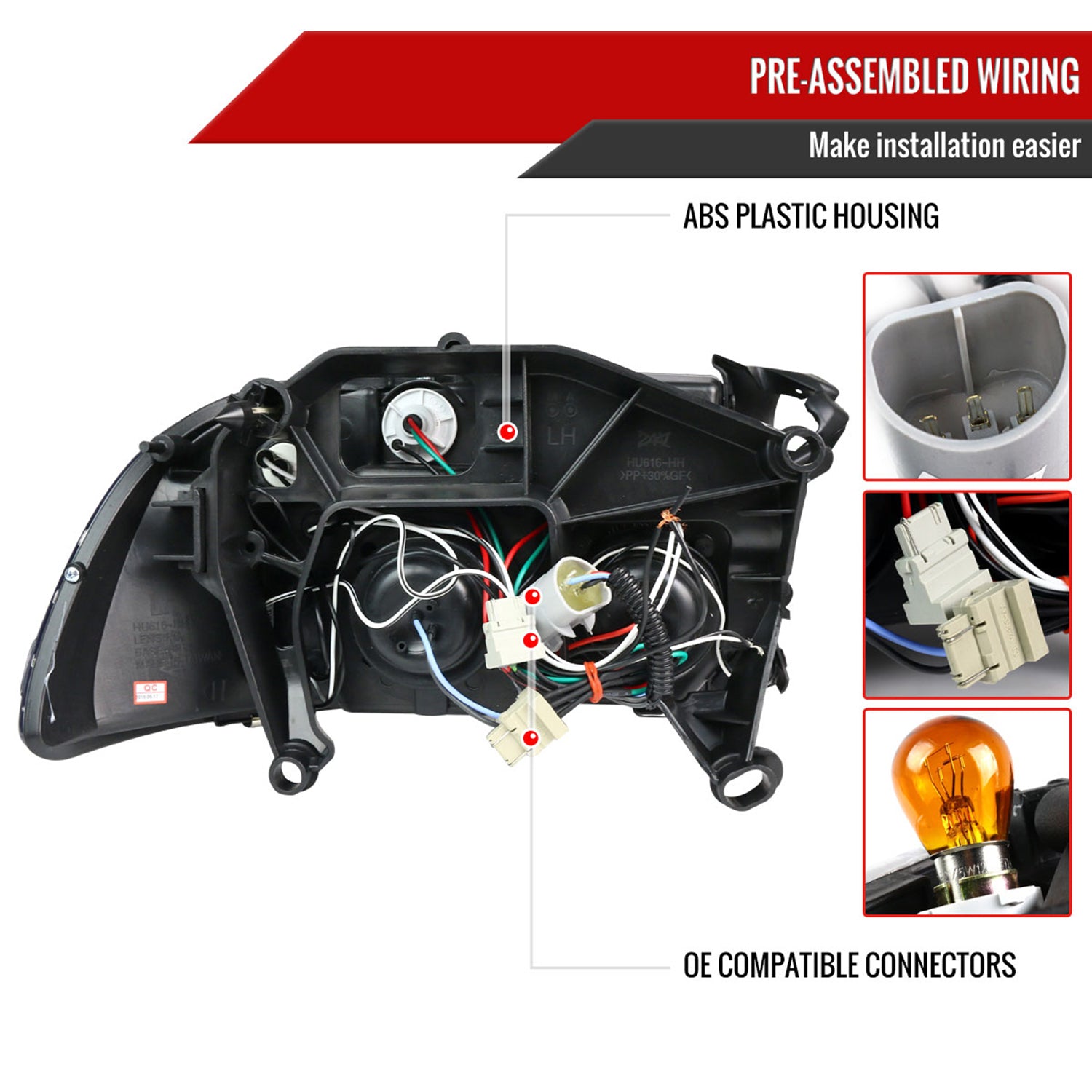 1997-2004 Dodge Dakota/ 1998-2003 Durango Dual Halo Projector Headlights Smoke