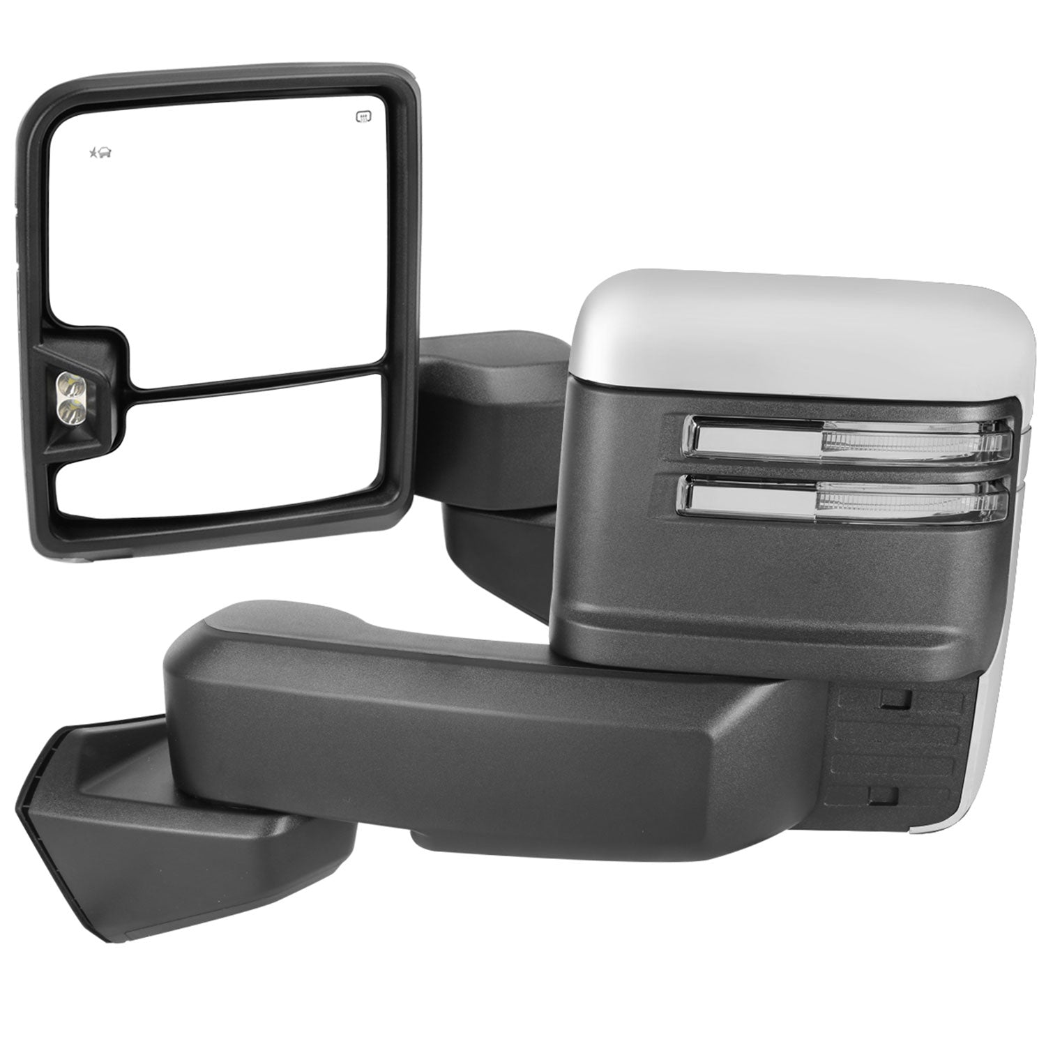 2019-2022 GMC Sierra 1500 Heated Chrome Towing Mirrors Clear Lens Turn Signal