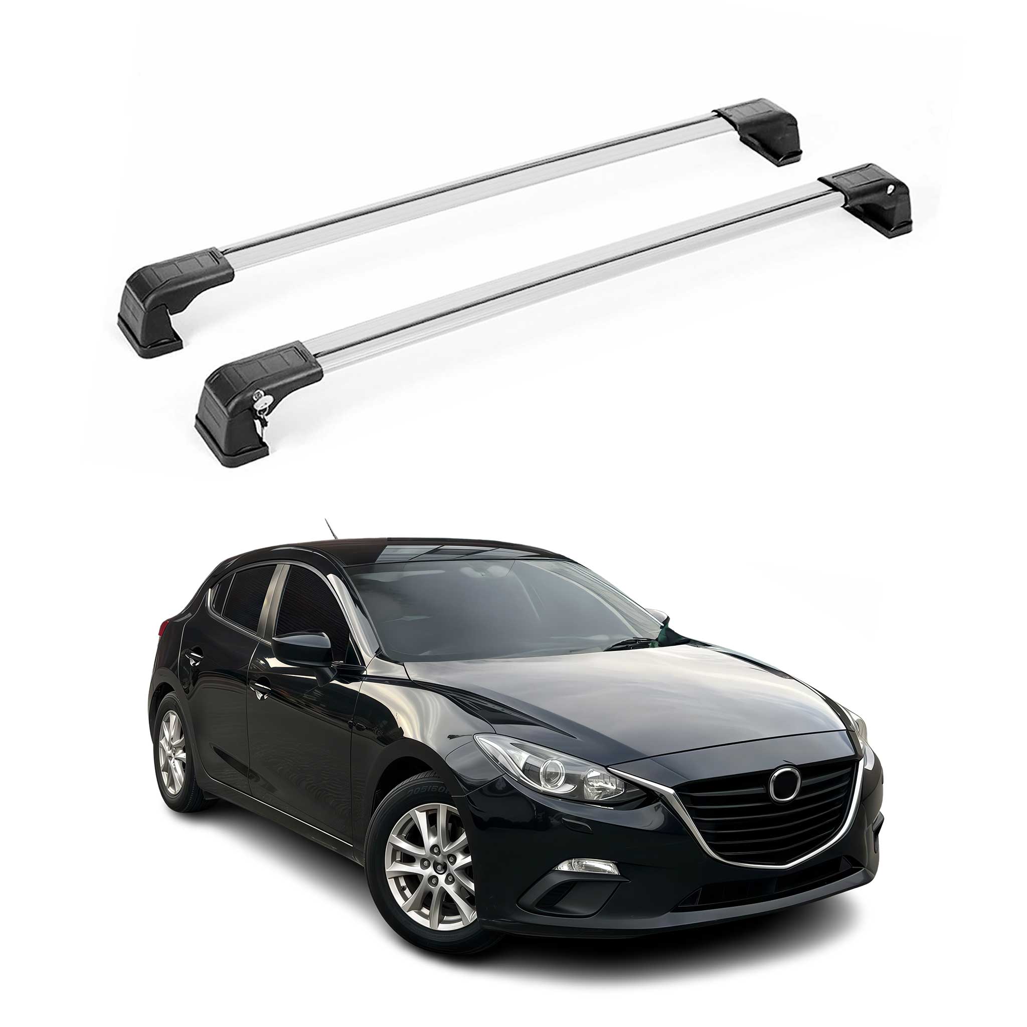 2014-2018 Mazda 3 Roof Rack Cross Bars Silver