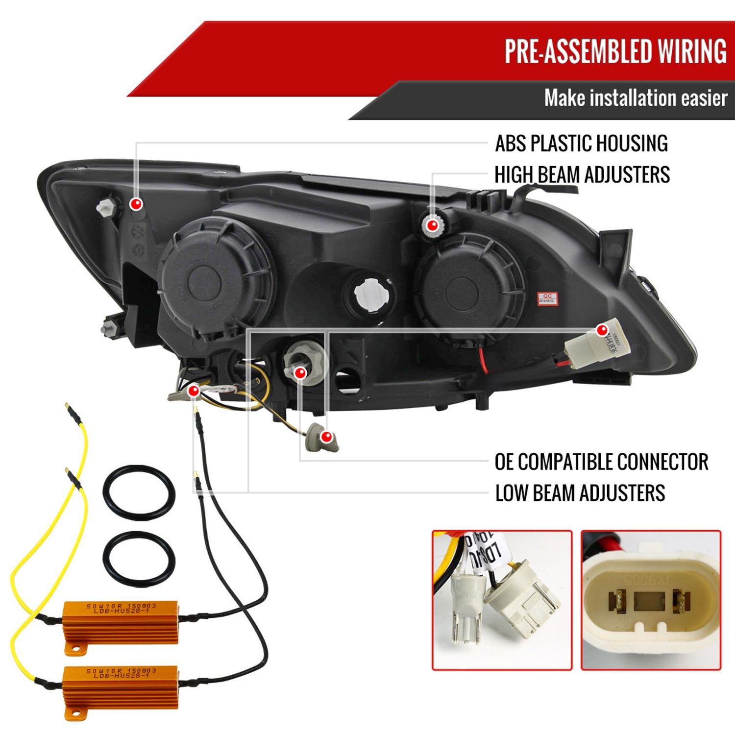 2001-2005 Lexus IS300 Projector Headlights LED Light & LED Signal Lights Black
