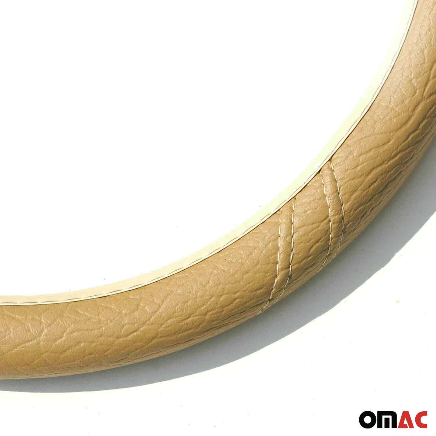14.5-15.5’’ Steering Wheel Cover Dark Beige Leather Anti-slip Breathable