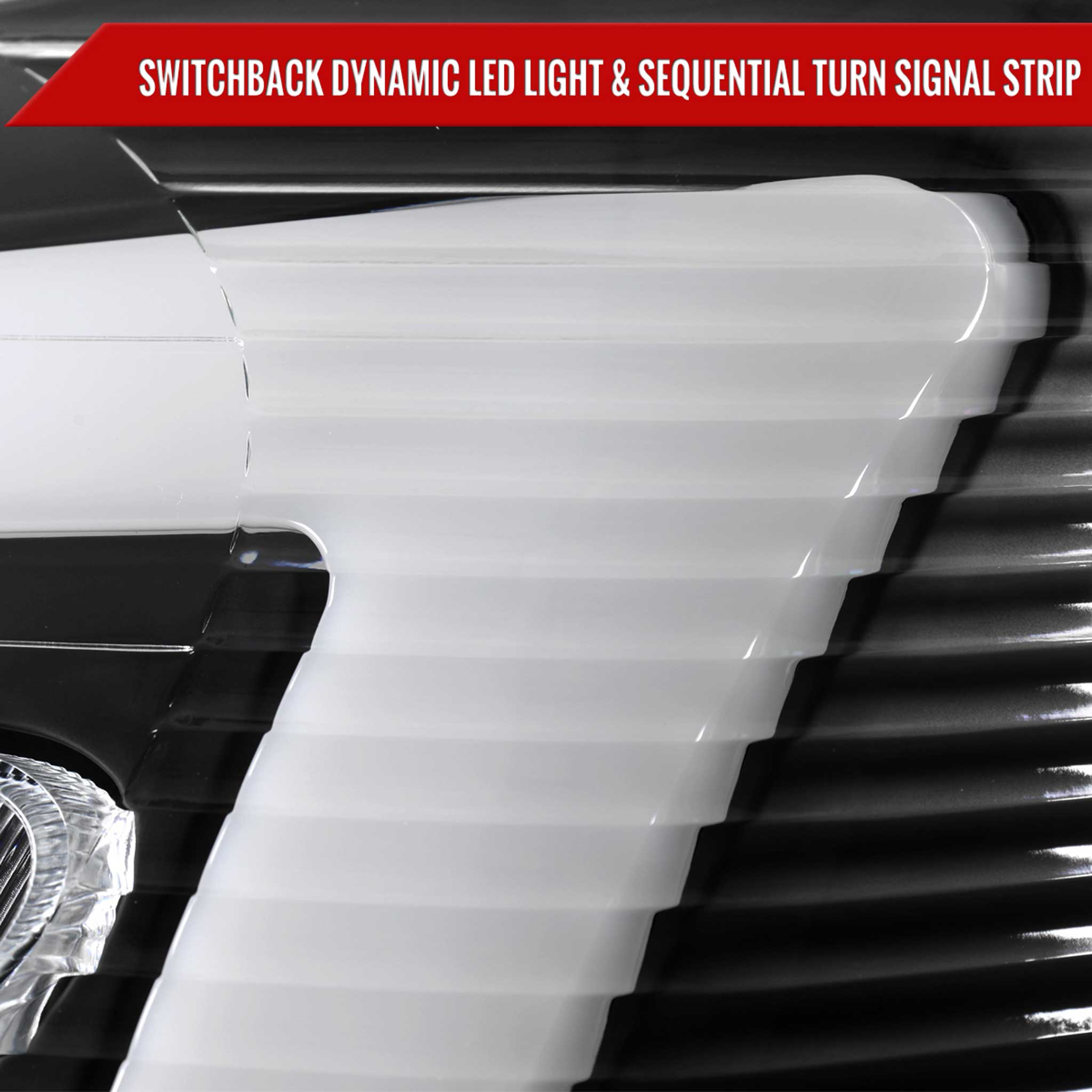 For Chevrolet Equinox 2005-2009 Headlights Switchback LED Bar Turn Signal Matte Black Housing Clear Lens