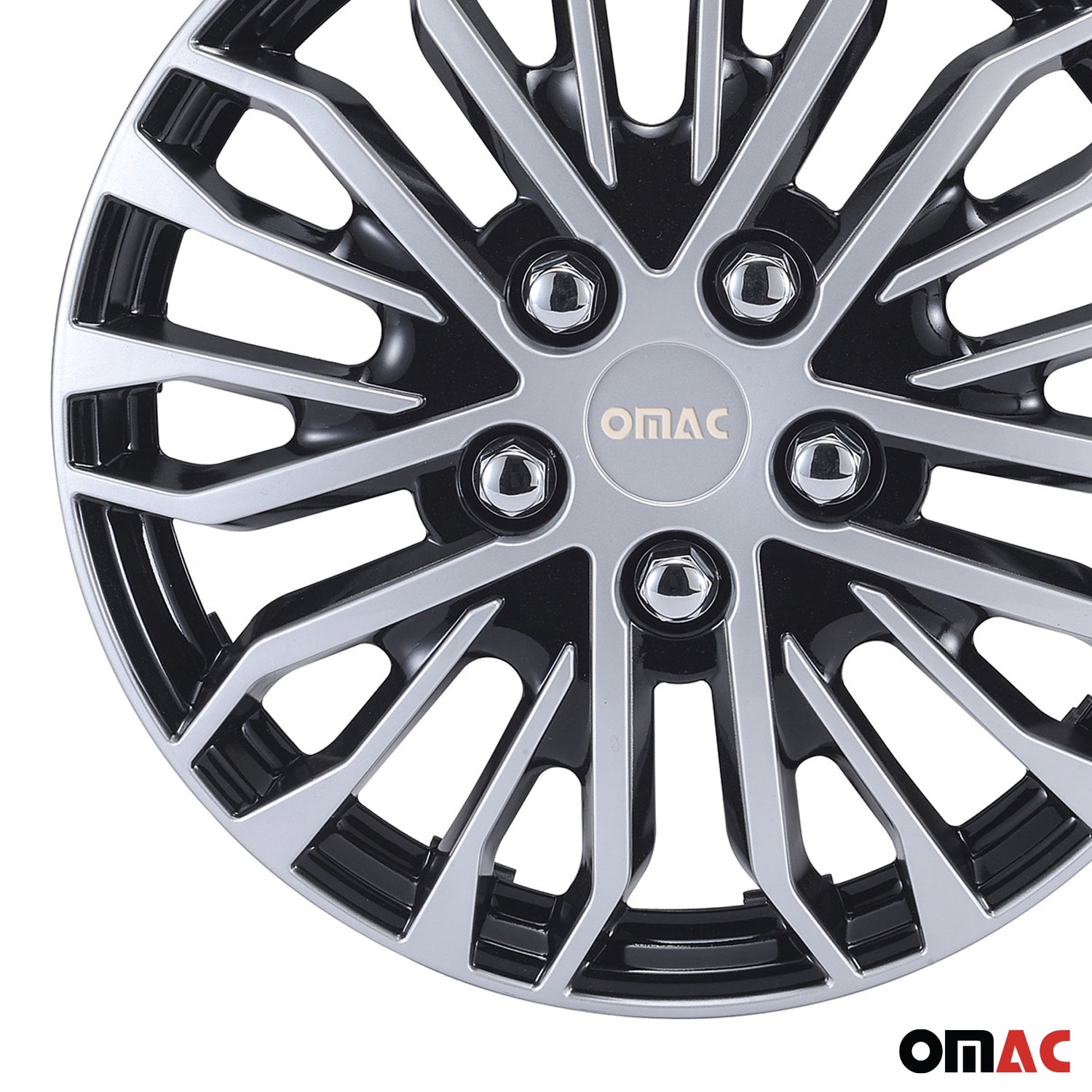 Rimini Hub Caps Wheel Cover 15" Grey & Black Full Set 4 pcs.