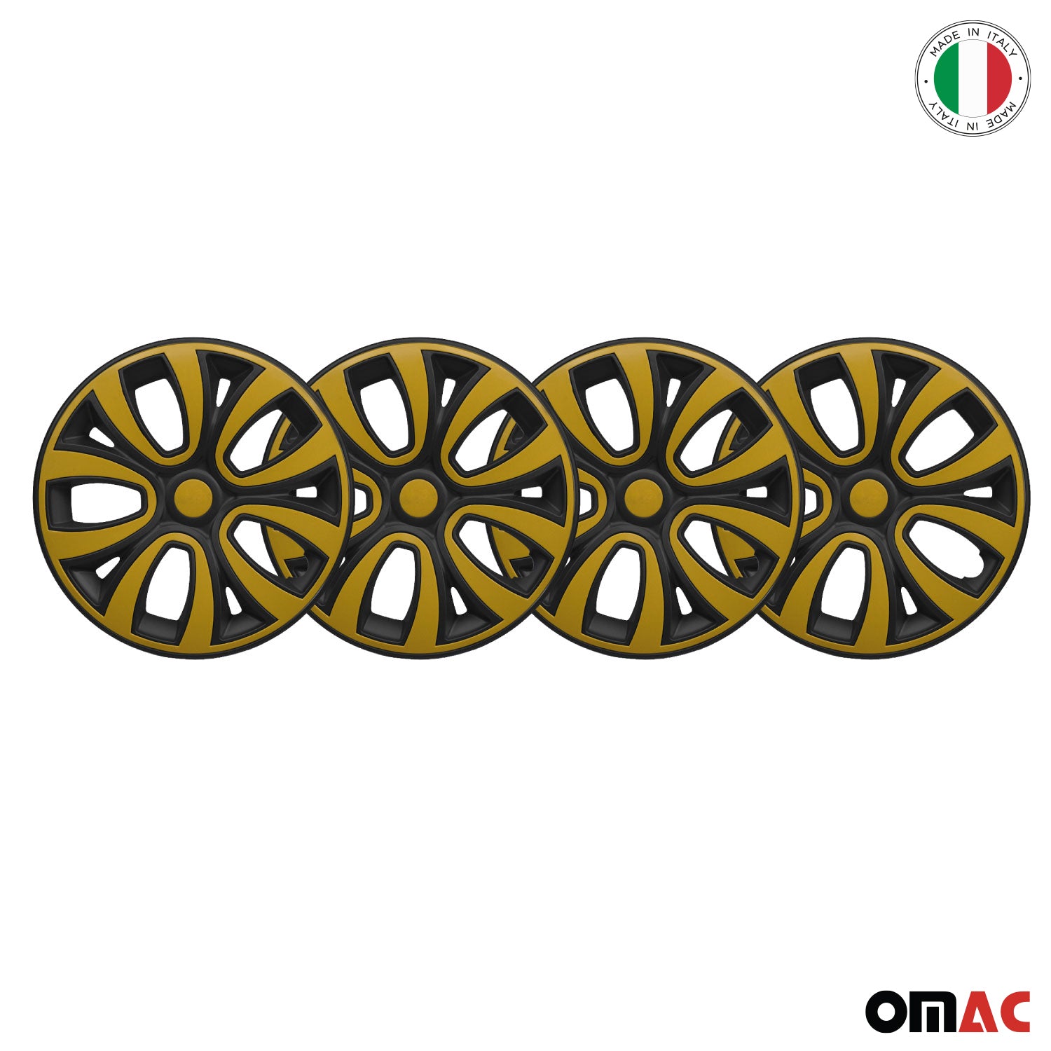ColorFlex Hub Caps Wheel Cover 14" Black Matt & Yellow Full Set 4 pcs.