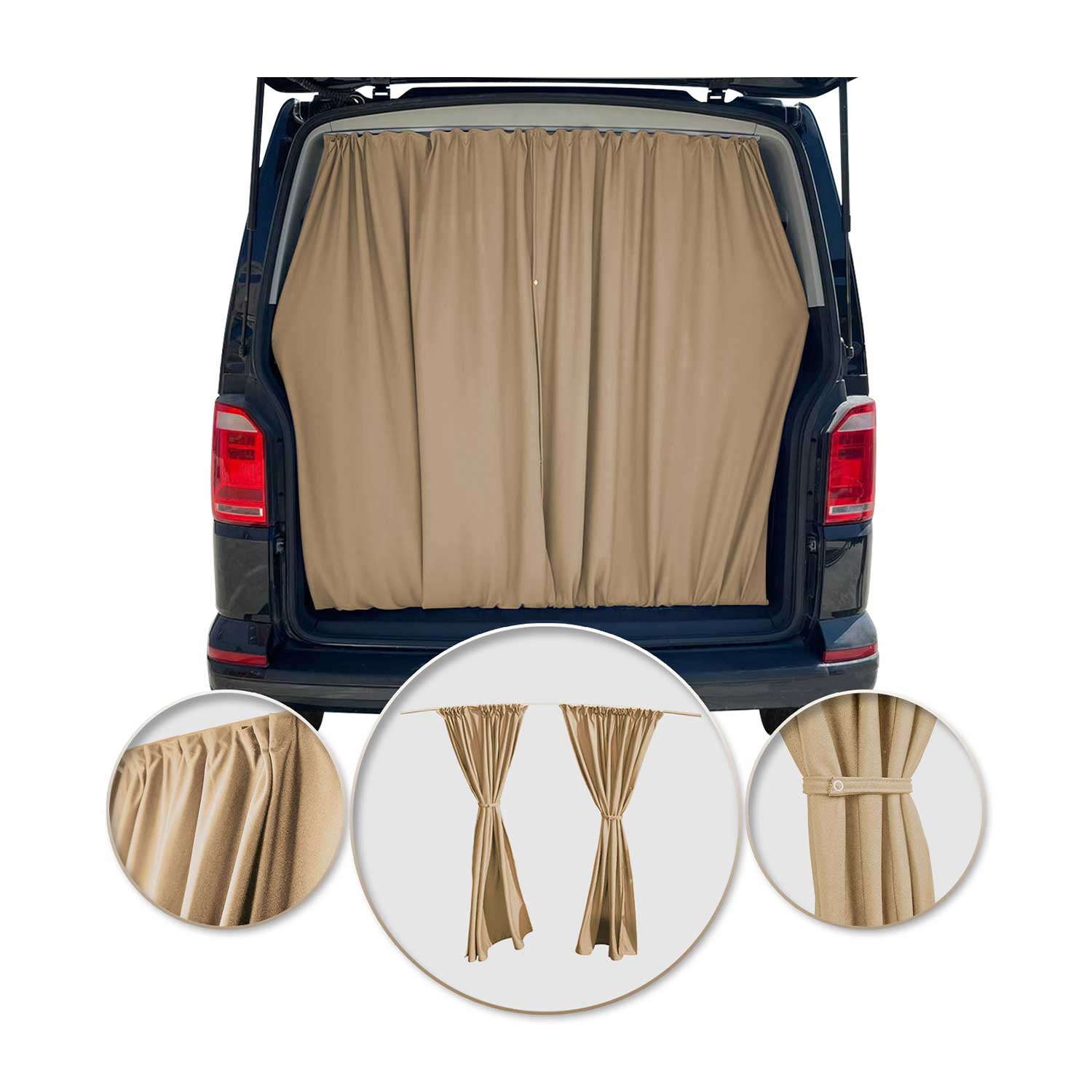 GMC Safari Trunk Tailgate Curtains Beige 2 Privacy Curtains