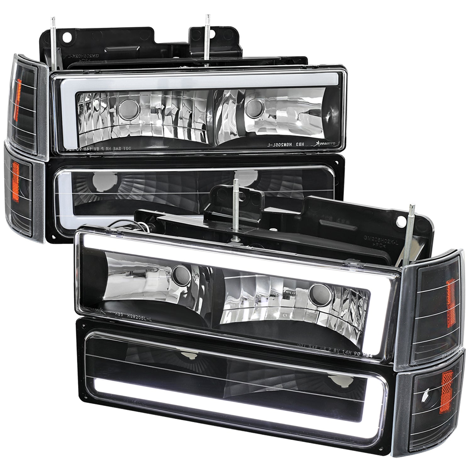 1994-1998 GMC C10 / C/K / Suburban Sierra Yukon Headlights LED Lights Black
