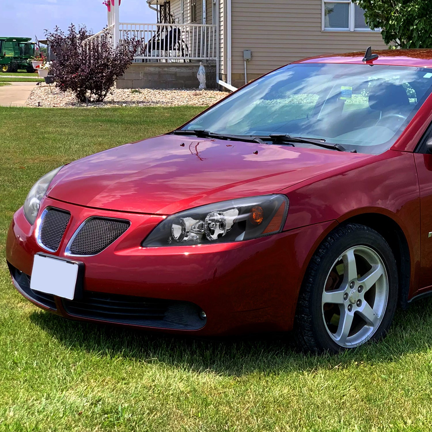 2005-2010 Pontiac G6 Factory Headlights w/Amber Reflectors Matt Black/Clear