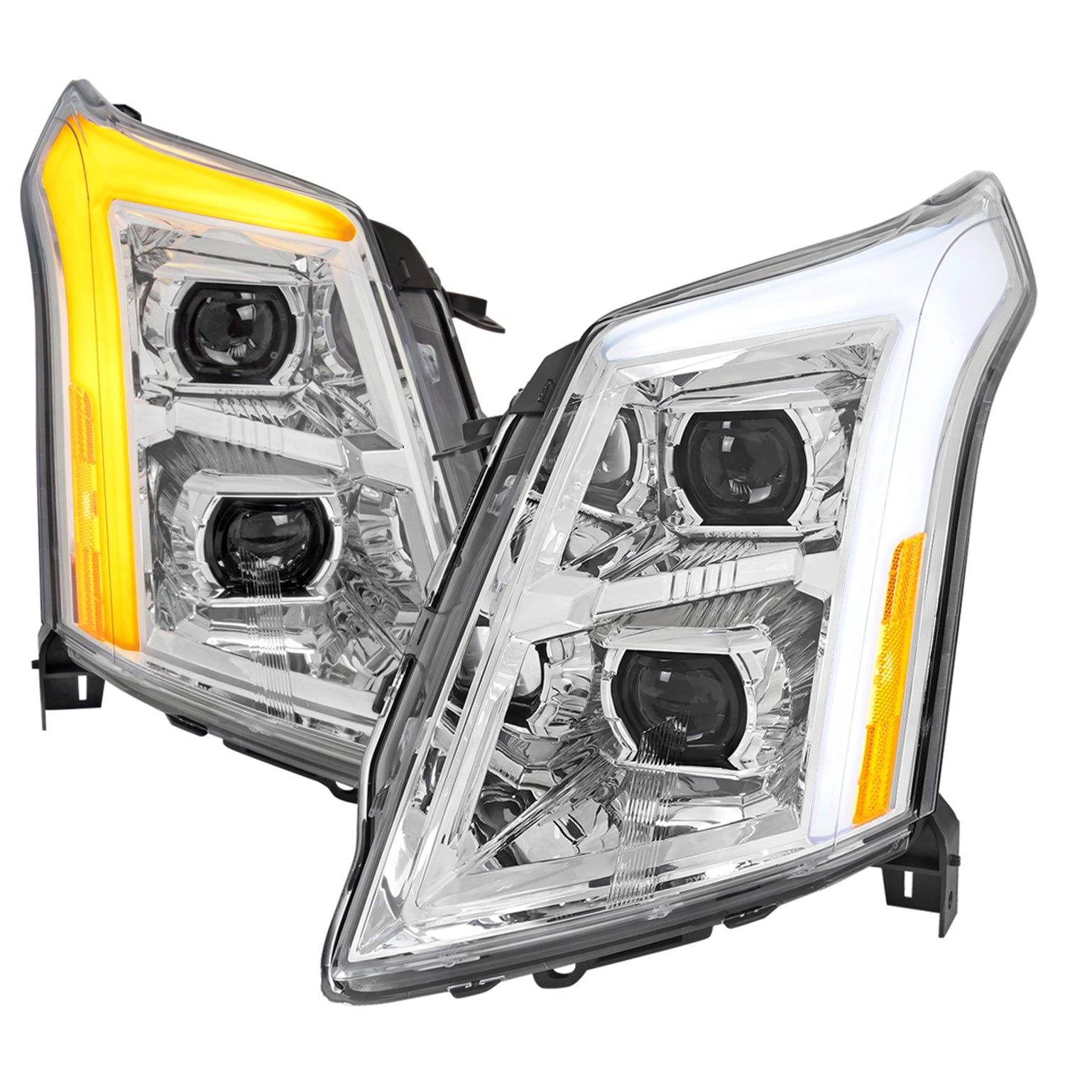 2010-2016 Cadillac SRX Full Sequential LED DRL Projector Headlights Chrome