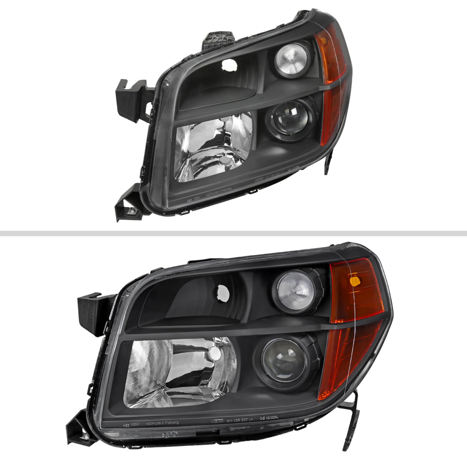 2006-2008 Honda Pilot Projector Style Headlights Matte Black/Clear Lens