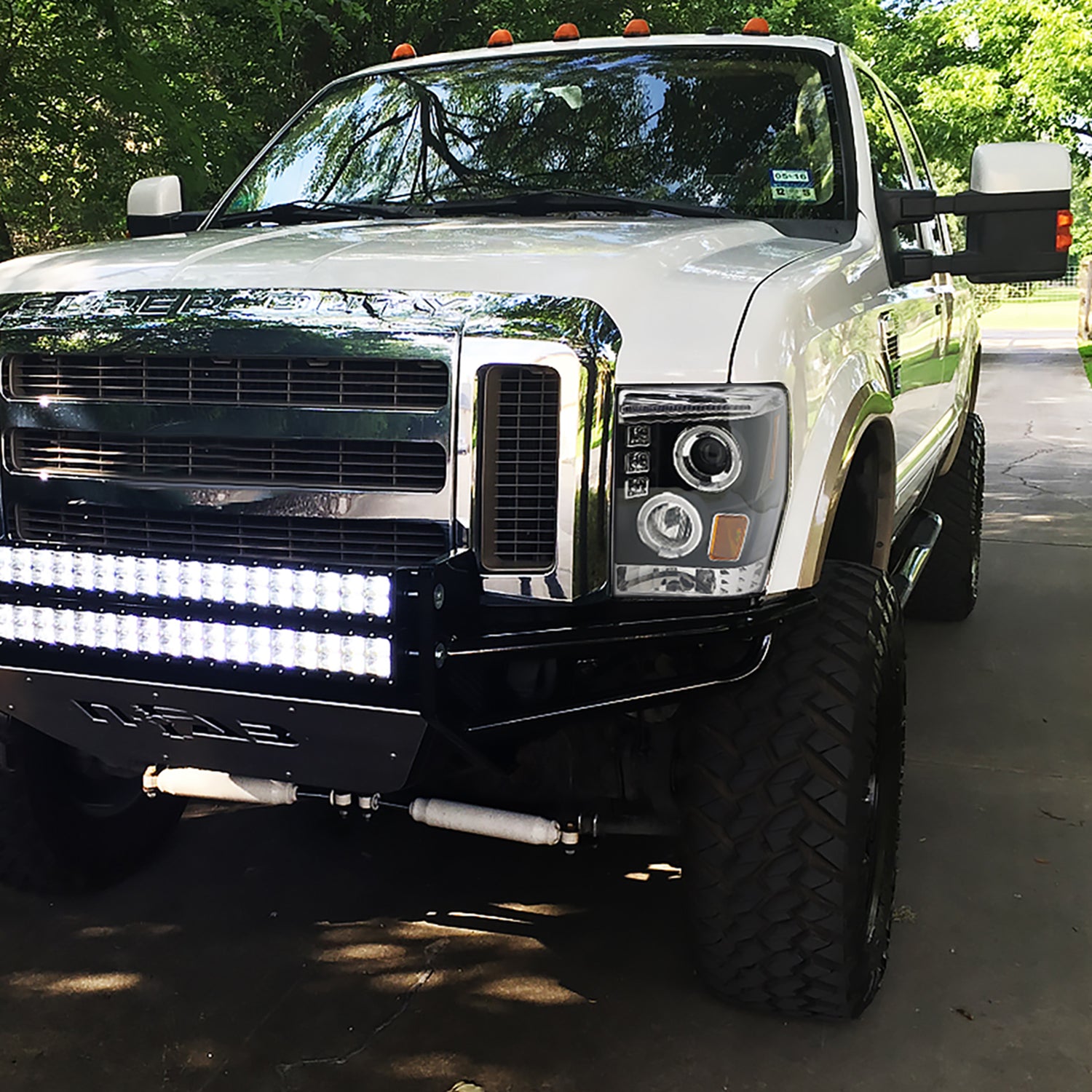 2008-2010 Ford F-250 F-350 F-450 Dual Halo Projector Headlights Matt Black