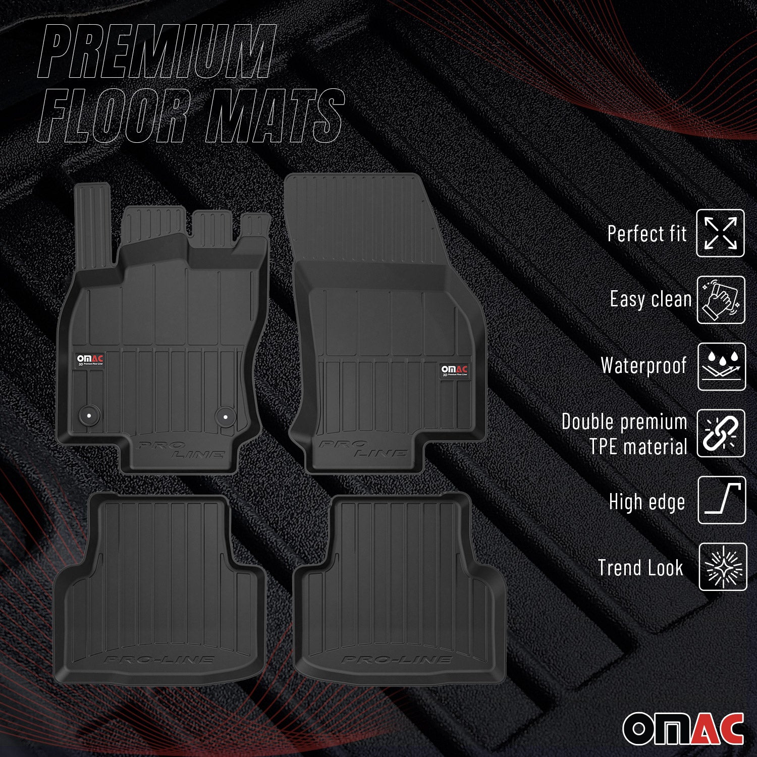 2021-2026 VW Taos Premium Floor Mats Liners Full Set All Weather Heavy Duty