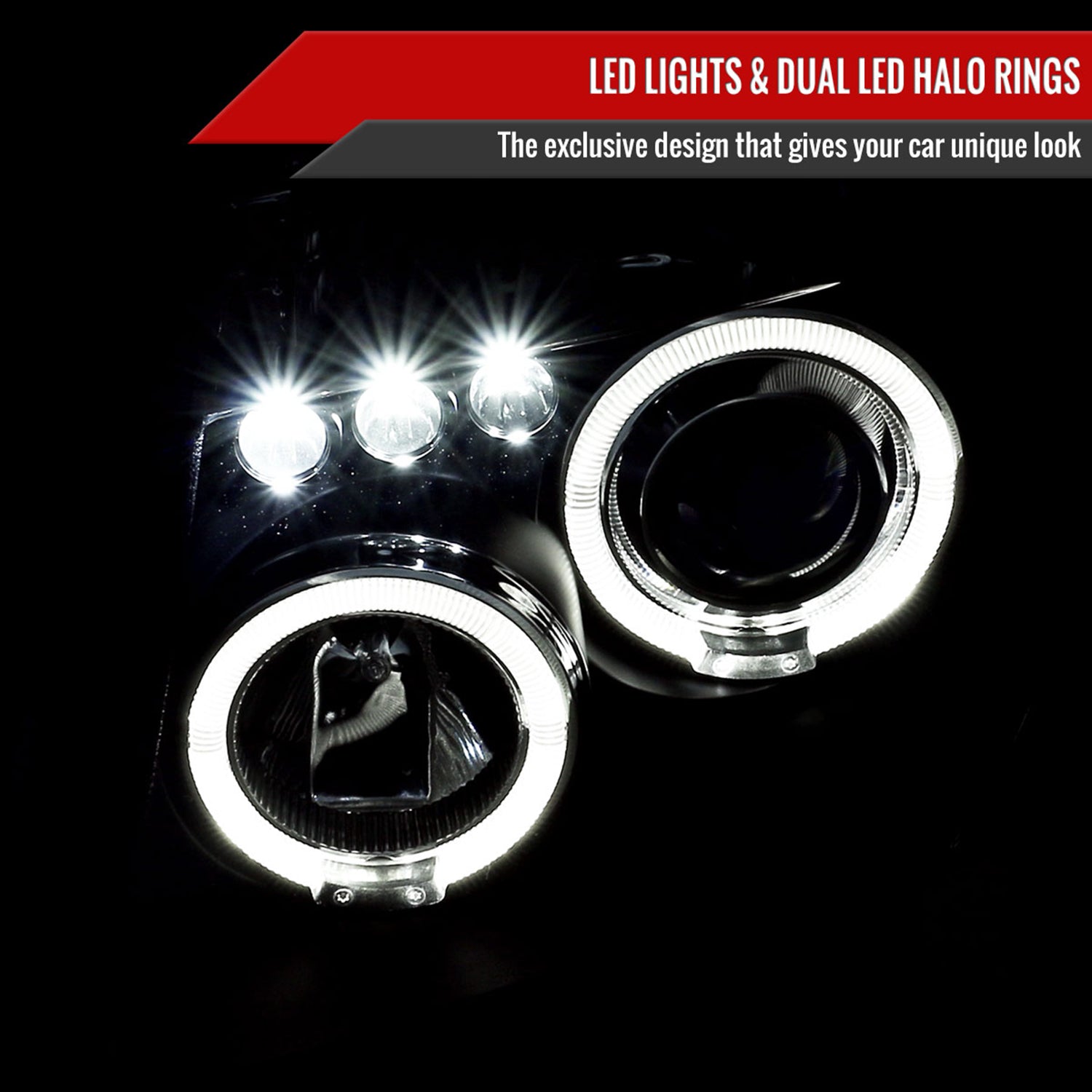 2005-2007 Nissan Pathfinder/ 05-2008 Frontier Dual Halo Headlights Matte Black