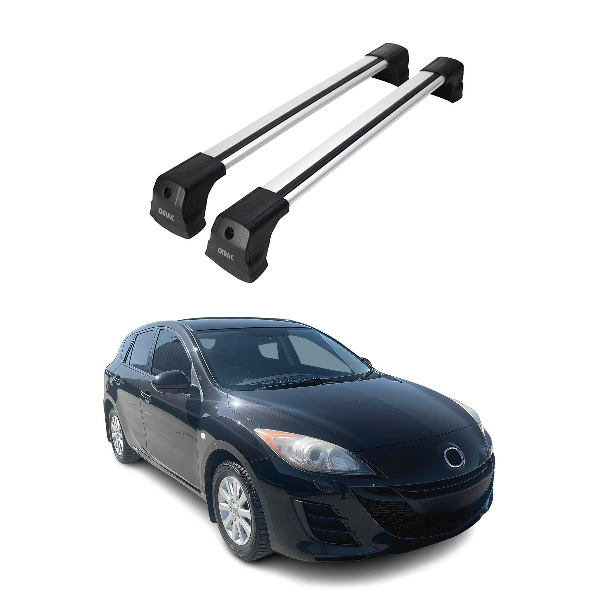 2004-2009 Mazda 3 Hatchback Roof Rack Cross Bars Silver