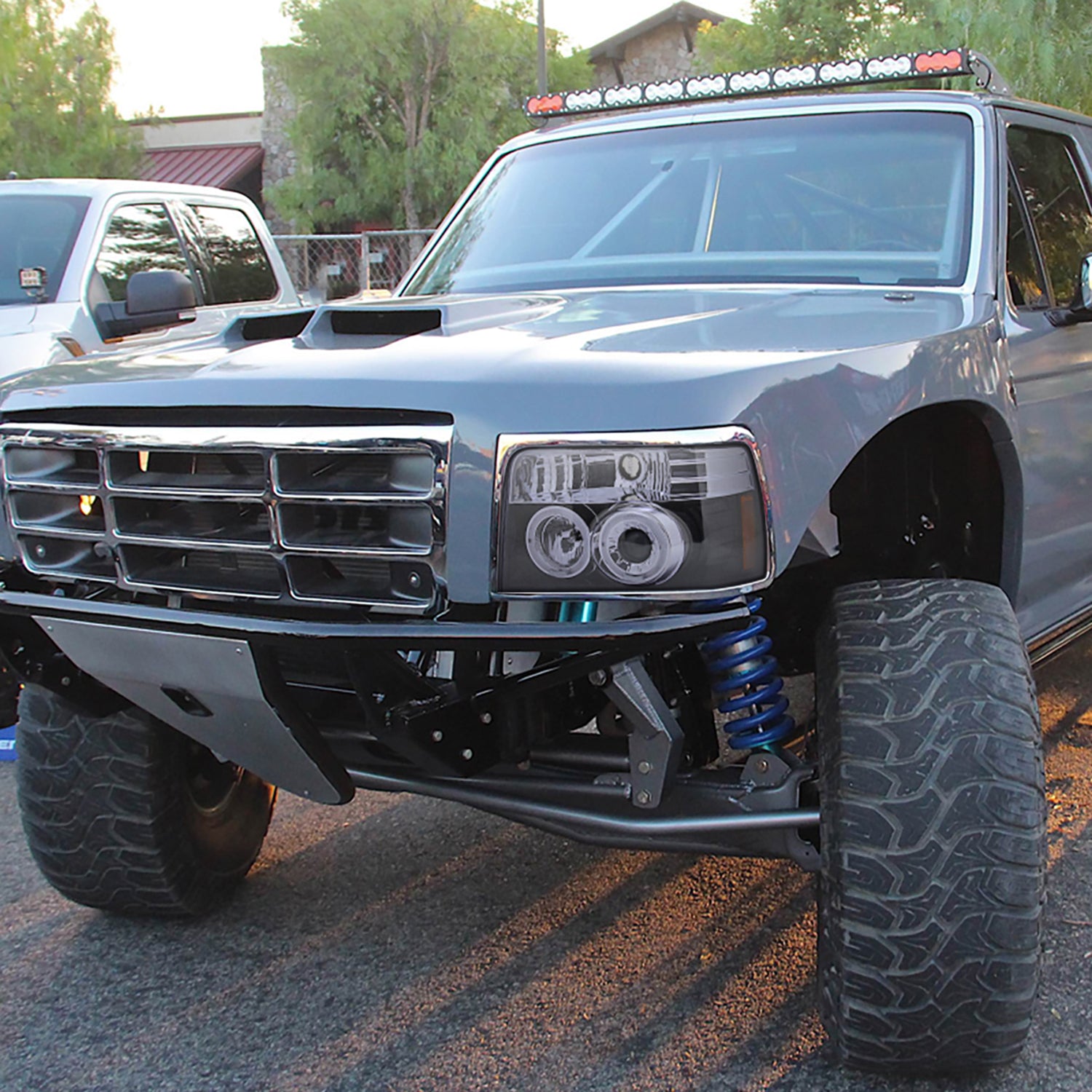 1992-1996 Ford F-150 F-250 F-350 Bronco Dual Halo Projector Headlights Smoke