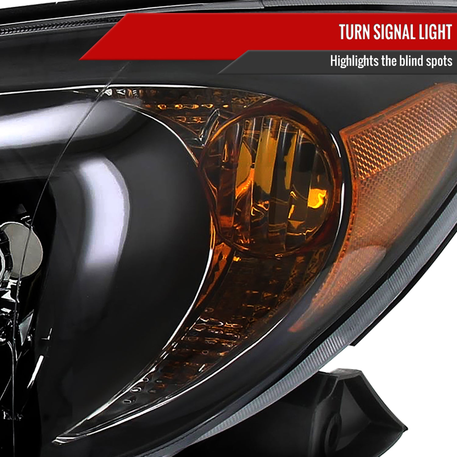 2002-2004 Toyota Camry Factory Headlights w/Amber Reflector Matt Black/Clear