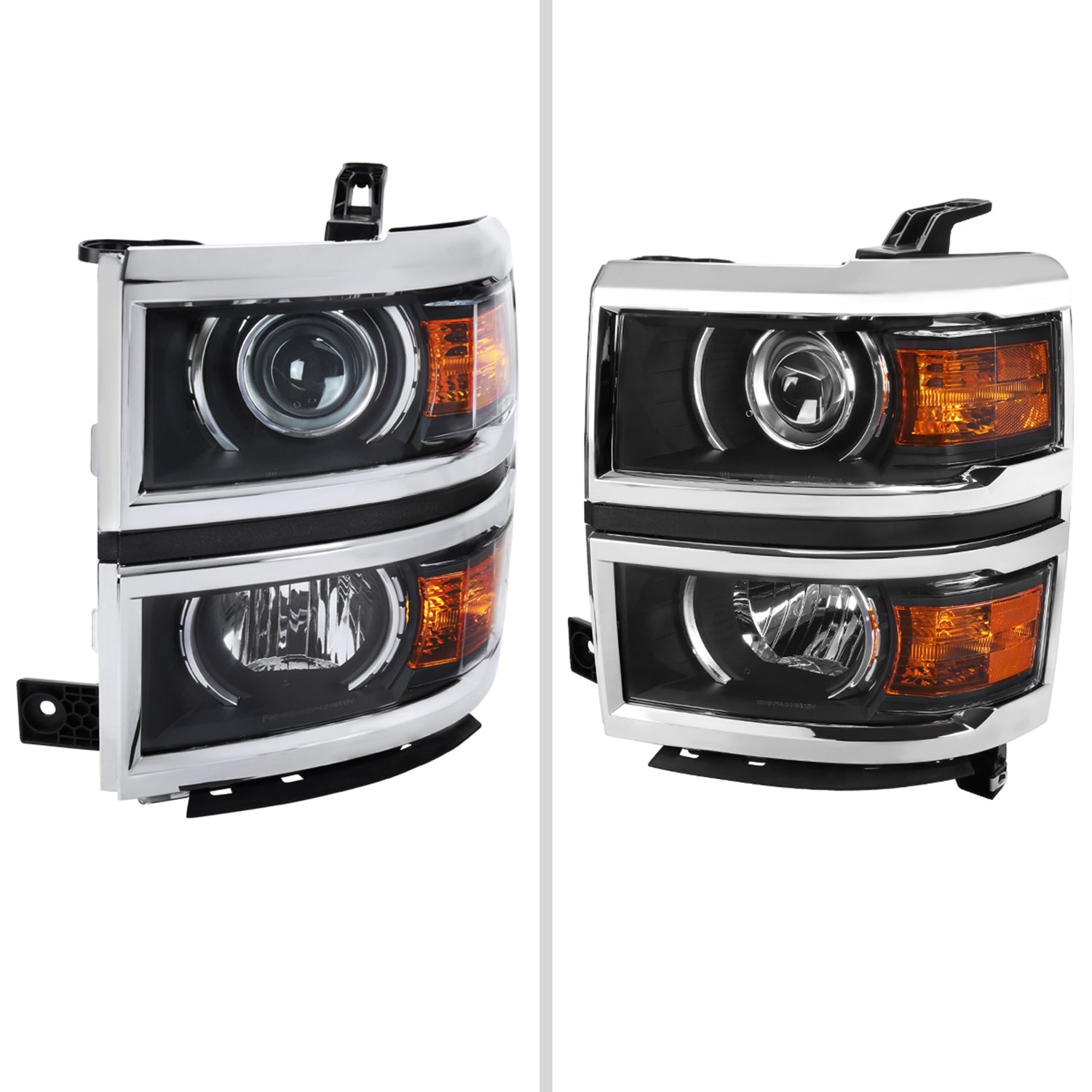2014-2017 Chevy Silverado 1500 Projector Headlights Matt Black/Chrome Trim