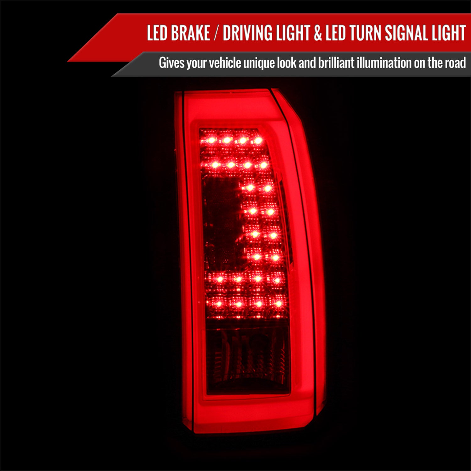 2015-2020 GMC Yukon/Yukon XL Denali SLE/SLT LED Tail Lights Chrome/Red Smoke