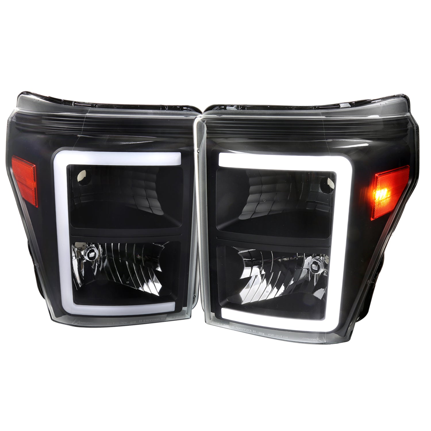 2011-2016 Ford F-250/350/450/550 Super Duty LED CBar Factory Headlights Black