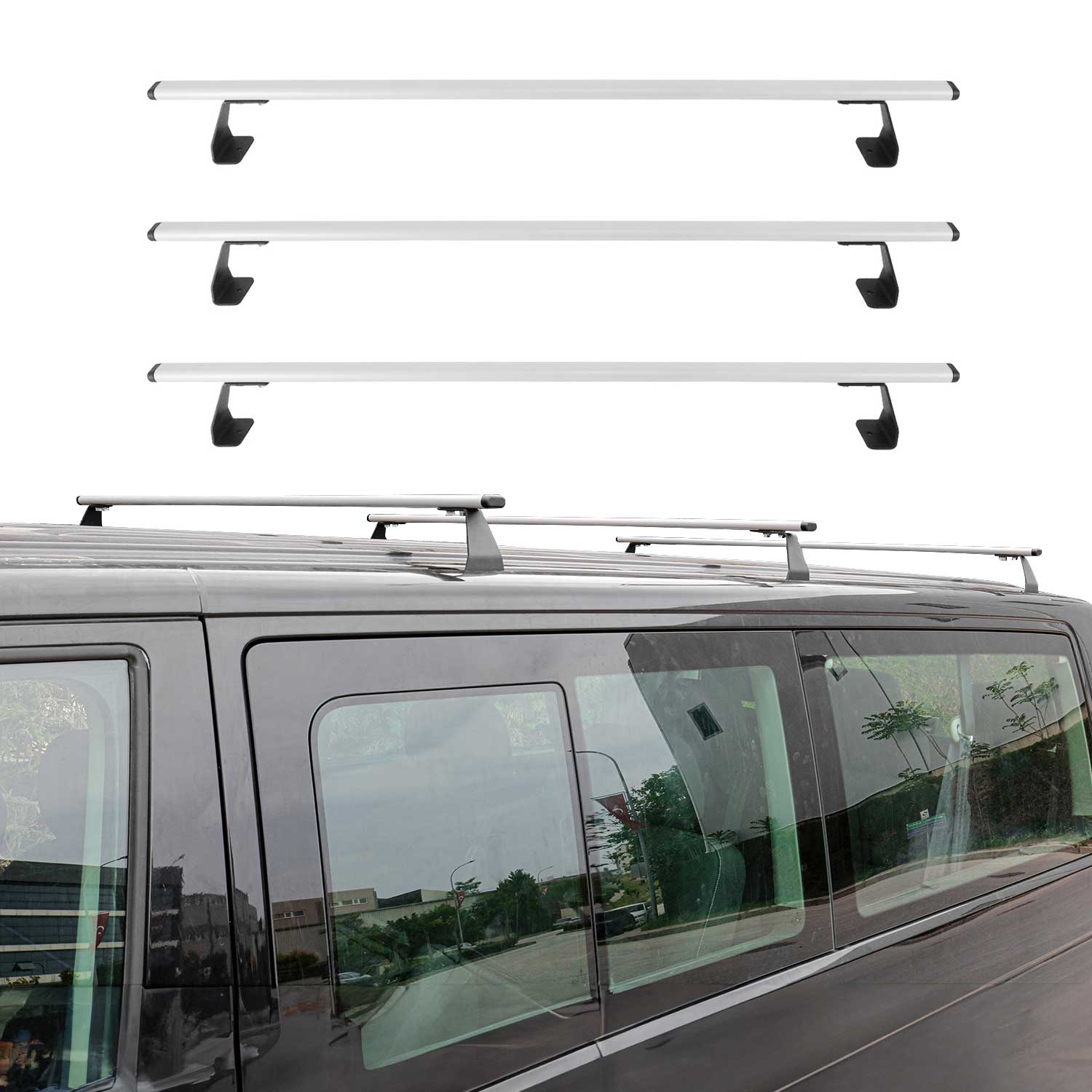 2015-2018 Chevrolet City Express Roof Rack Cross Bars 3Pcs Silver