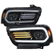 For Dodge Charger 2011-2014 Headlights LED DRL Light Strip Turn Signal Side Marker Black Housing Clear Lens
