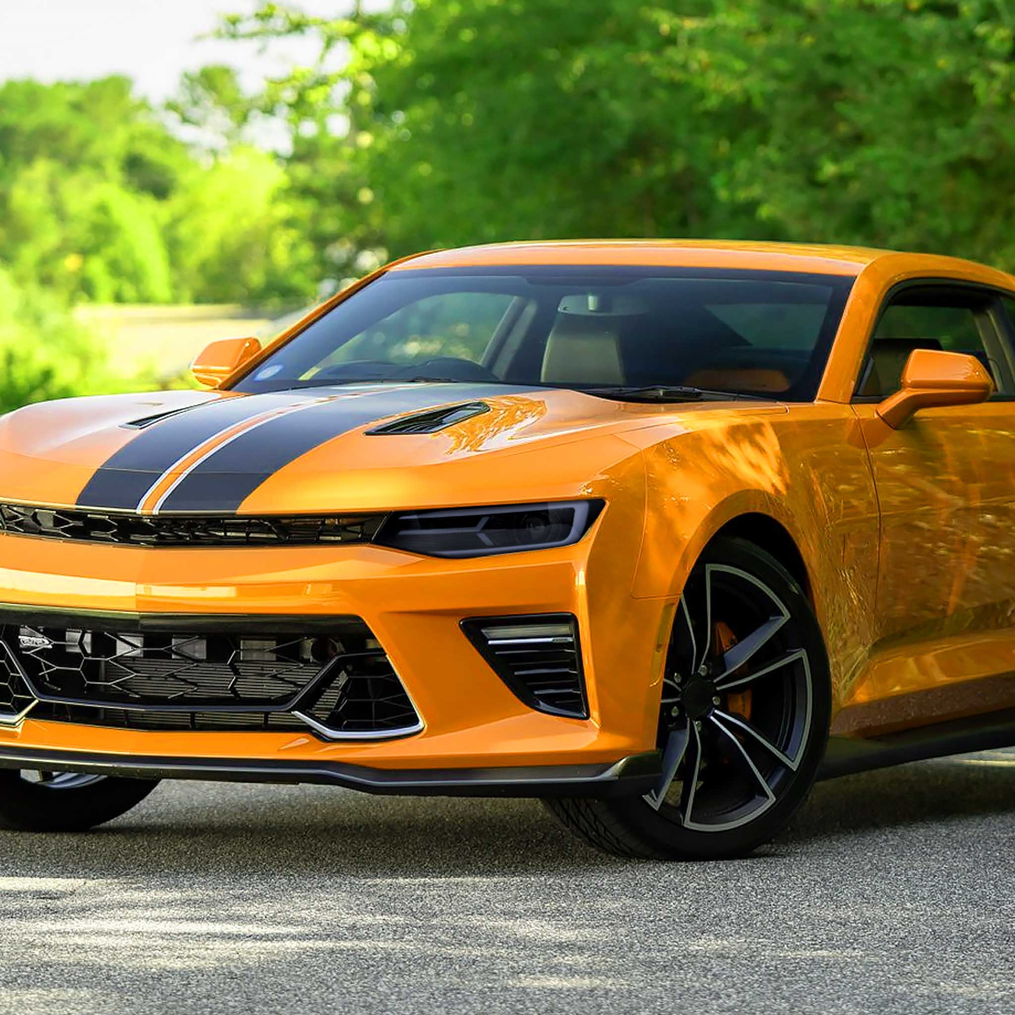 For Chevrolet Camaro 2016-2018 LED Strip Projector Headlights Turn Signal Lights Chrome Housing Smoked Lens