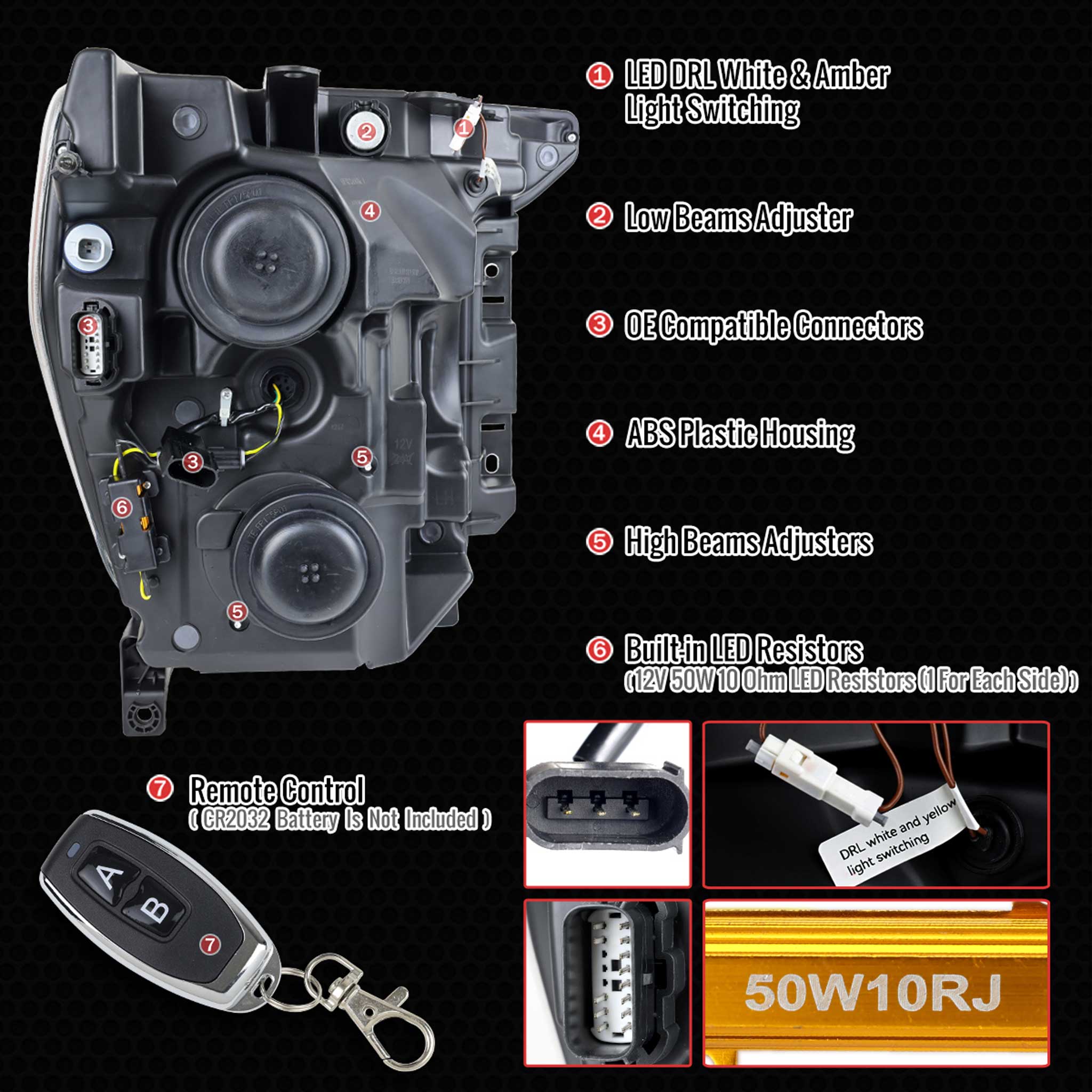 For Ford F-150 2021-2023 Full LED Headlights Sequential DRL Chrome Housing Clear Lens Factory Fit