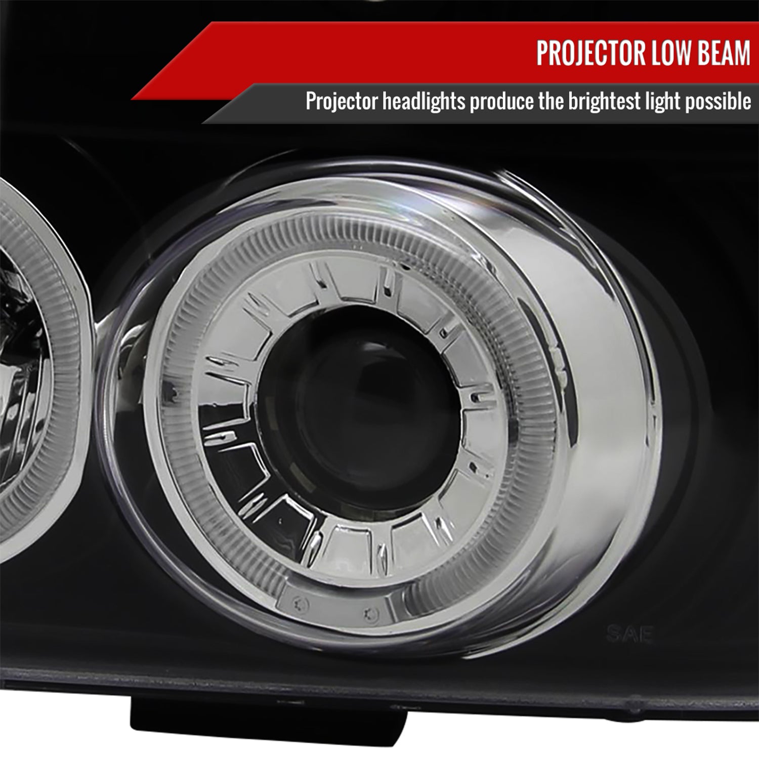 1992-1996 Ford F-150 F-250 F-350 Bronco Dual Halo Headlights - V2 Black