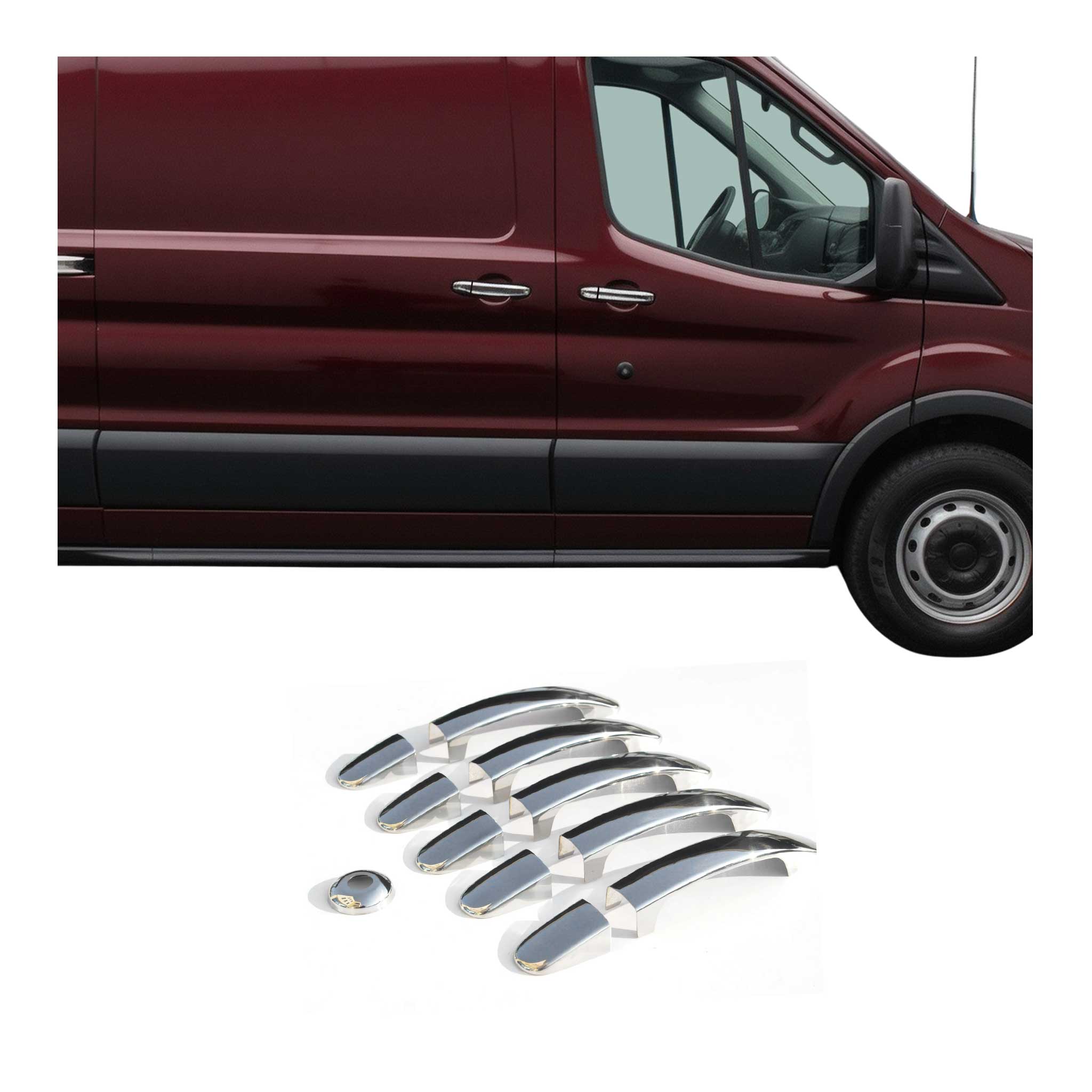 2015-2020 Ford Transit 350 Car Door Handle Cover Protector S. Steel 11x