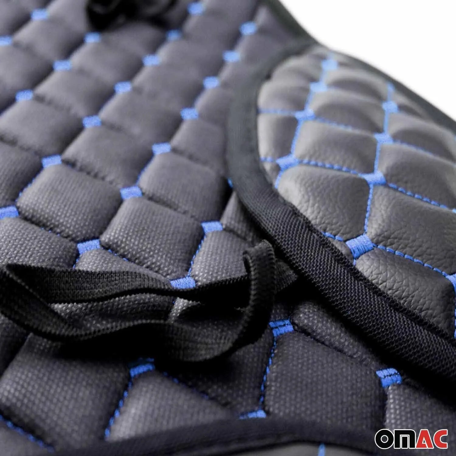 Cadillac Escalade Leather Breathable Front Seat Cover Pads Black Blue 1Pc