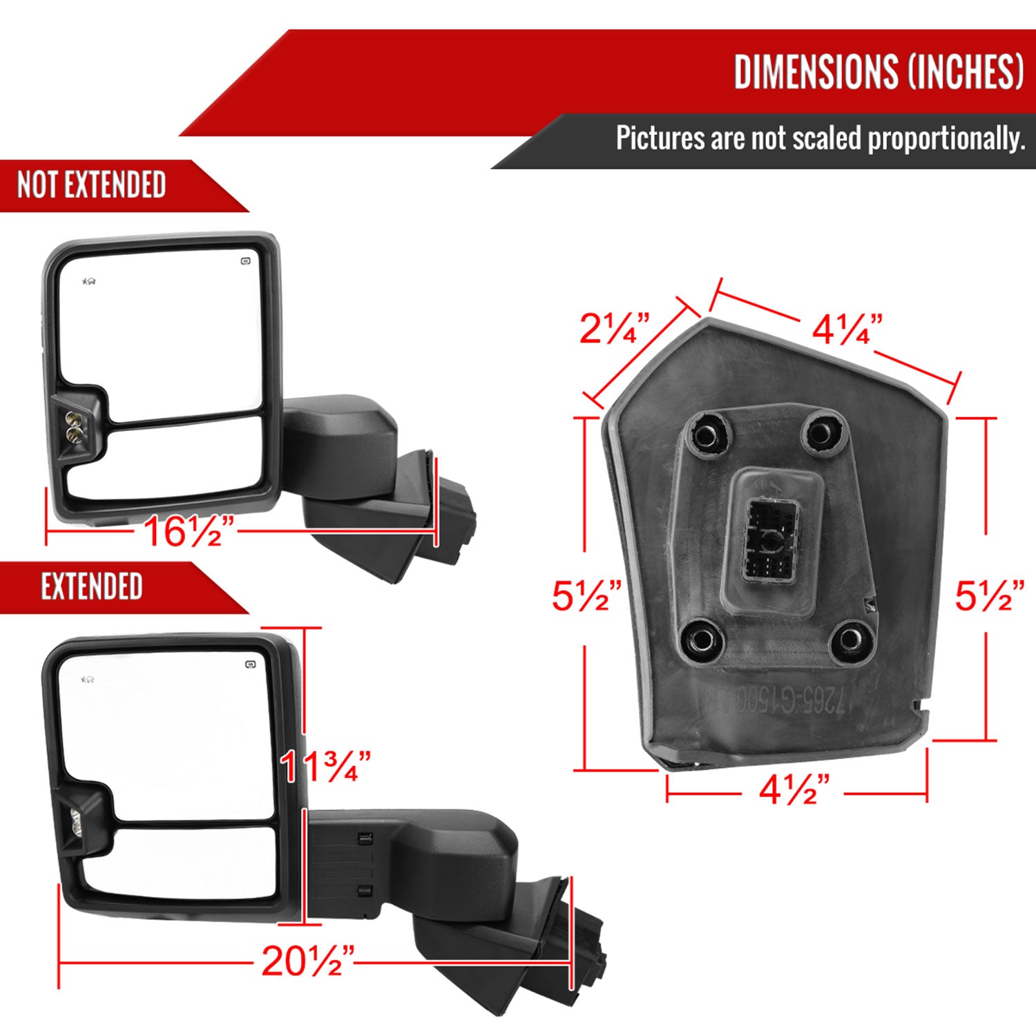 2019-2022 GMC Sierra 1500 Heated Chrome Towing Mirrors Clear Lens Turn Signal