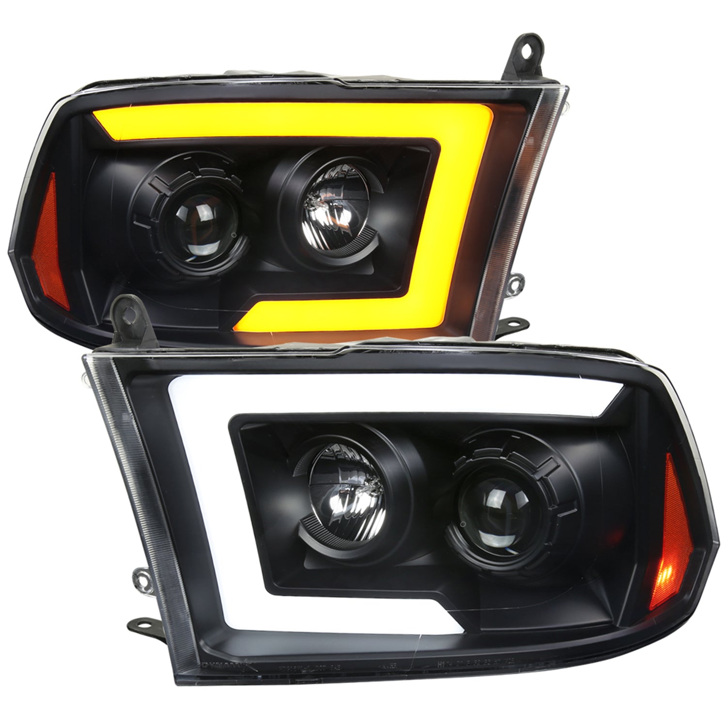 2009-2018 Dodge RAM 1500 / RAM 2500 3500 LED C-Bar Headlights Matte Black