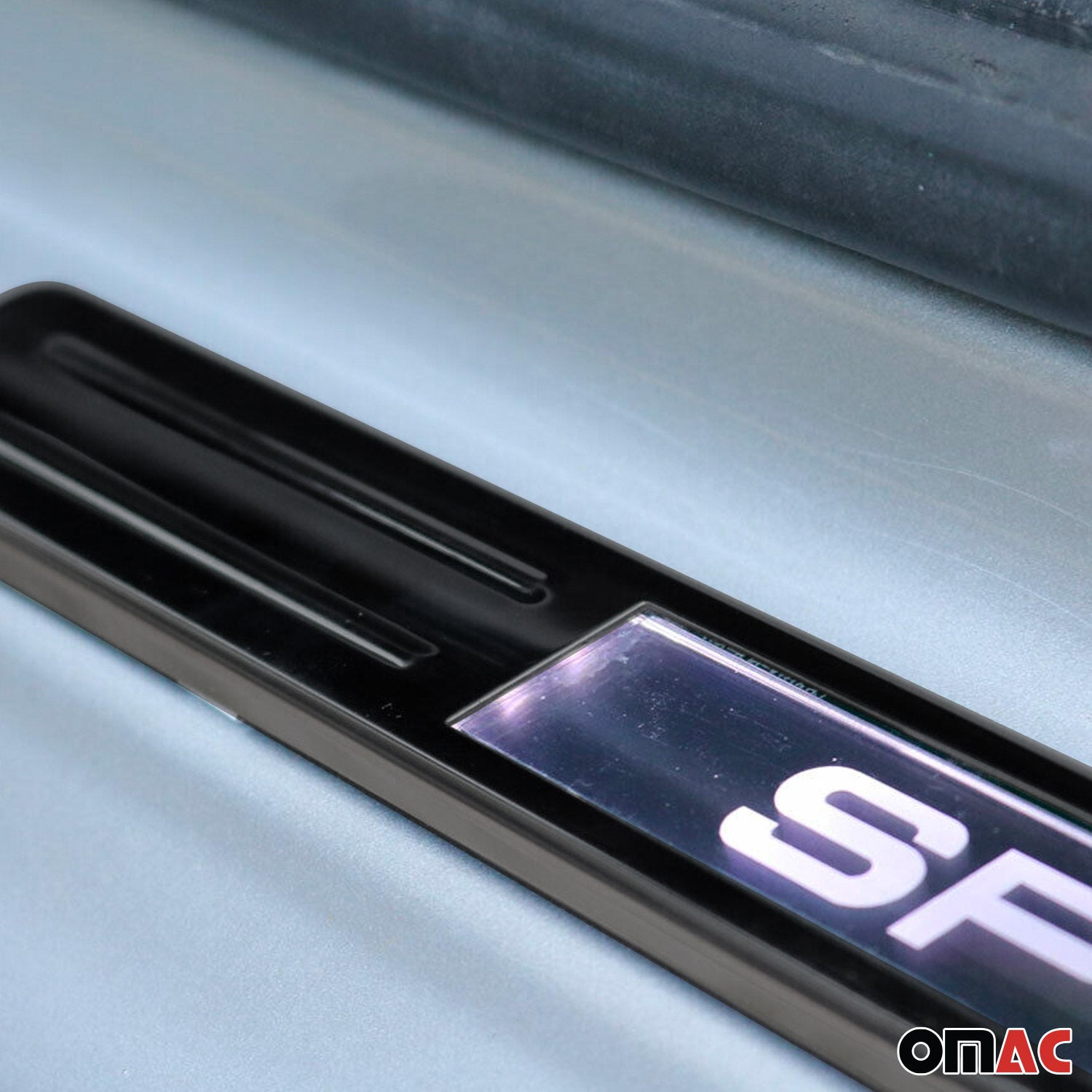 Fiat Door Sill Scuff Plate Illuminated Sport Stainless Steel Dark 4 Pcs