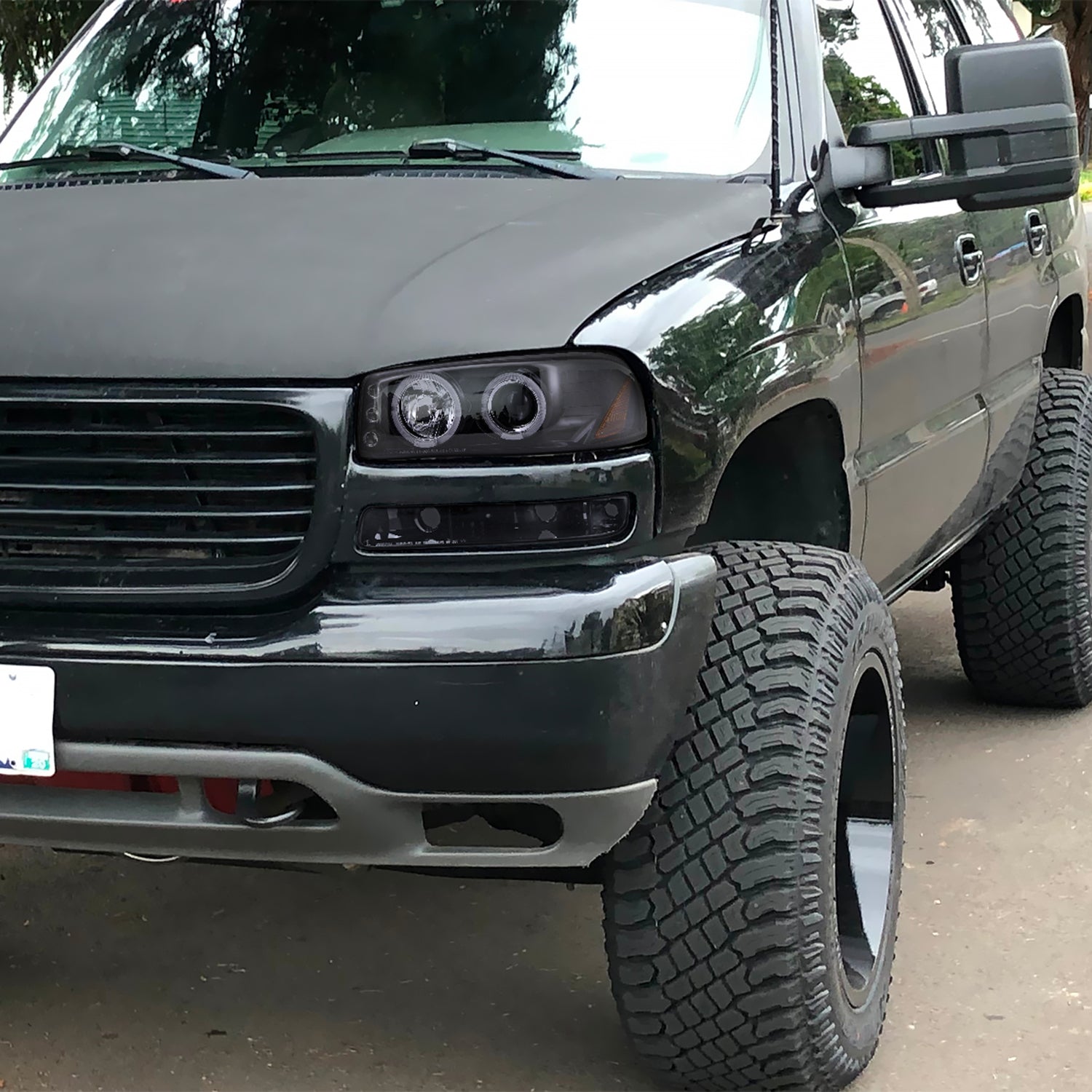 1999-2006 GMC Sierra/Yukon XL/SLT Dual Halo Headlights&Bumper Lights Smoke