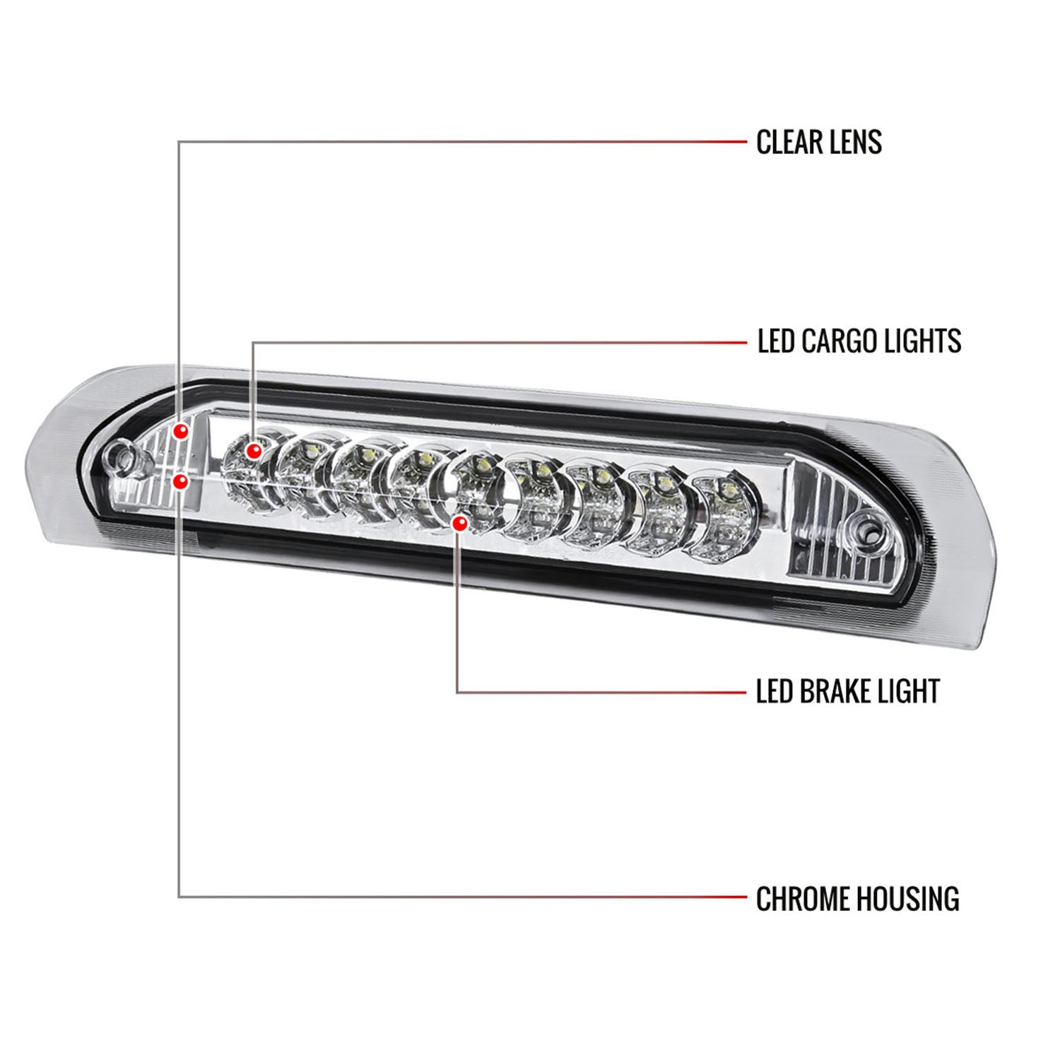 2002-2008 Dodge RAM LED 3rd Brake Light Chrome Housing/Clear Lens
